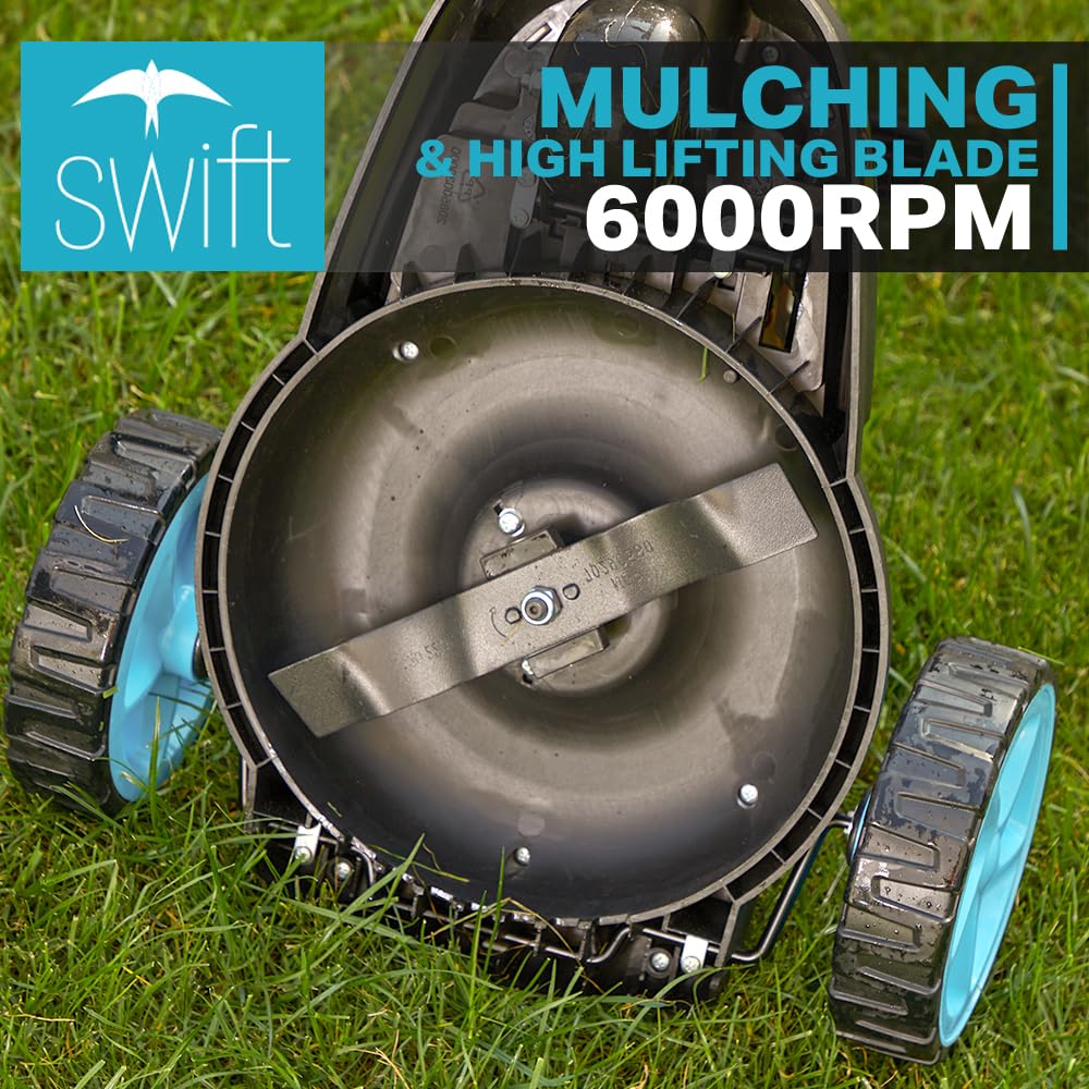 swift 40V 22cm Cordless Brushless Small Lawnmower, Lightweight and Compact, with Super-Mulching blade (Battery & Fast Charger Included)