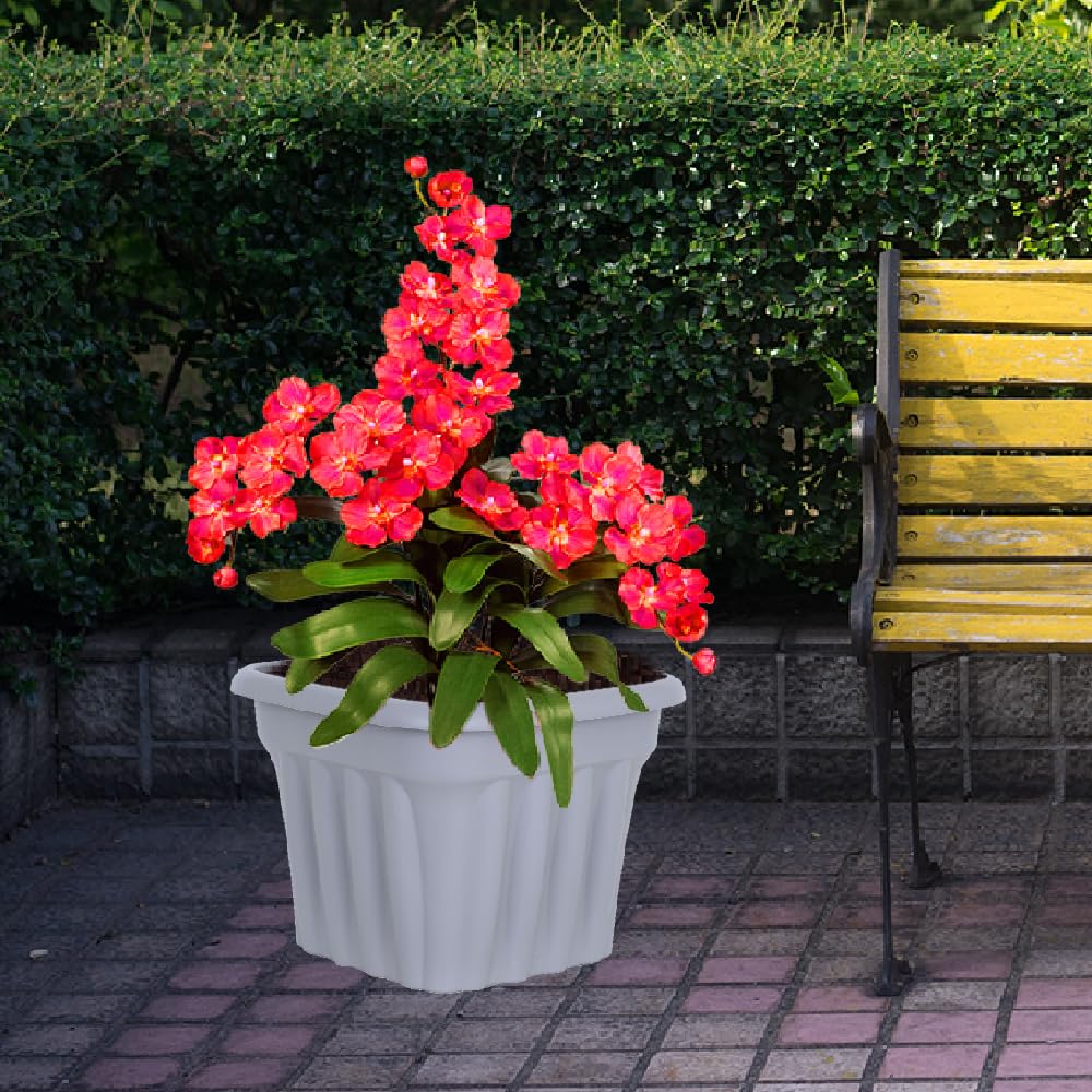 JMS we create smile (Set of 4) 40cm Large Upcycled Grey Plastic Square Planters Indoor/Outdoor Plant Pot Lightweight & Weather Resistant Design Style Garden Planter Plant Herb Flower Pot For Home