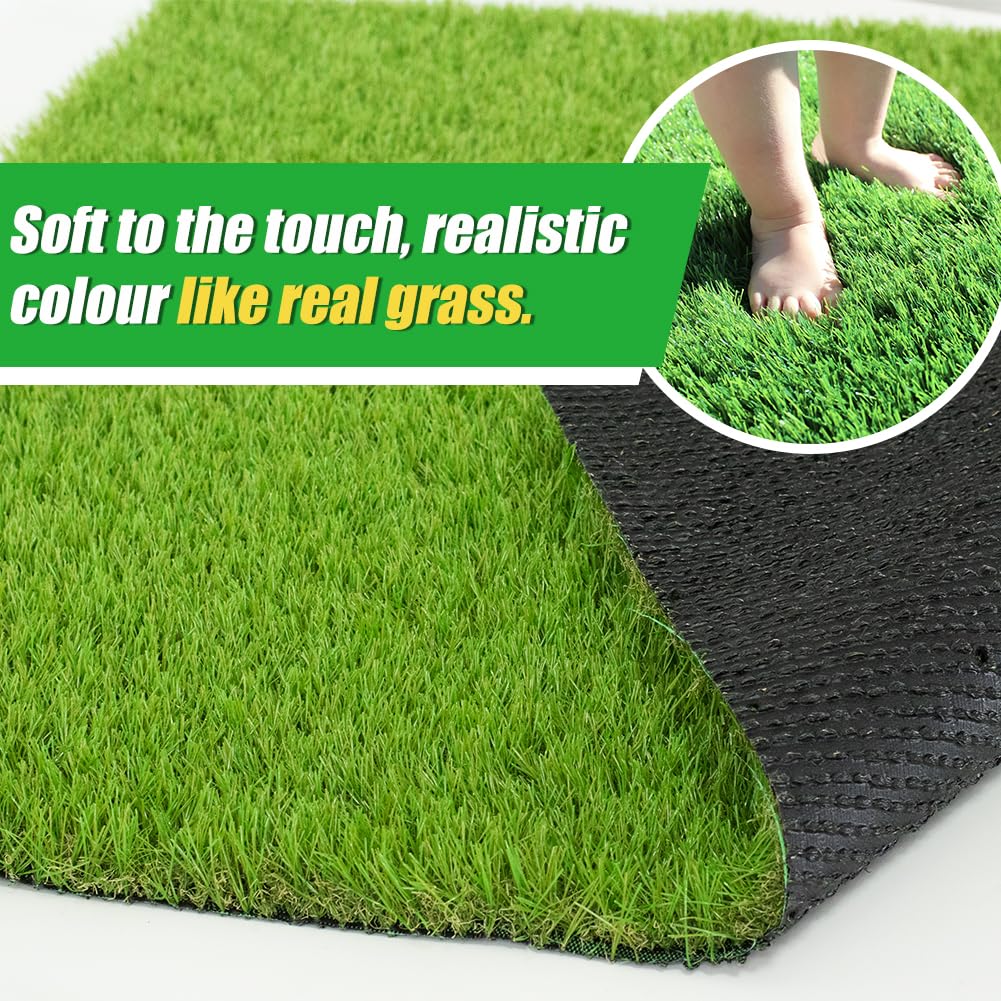 Petgrow Artificial Grass 35mm Realistic Turf Lawn Synthetic with Drainage Holes Dog Grass Mat Garden Backyard Patio Balcony (1M × 2M)