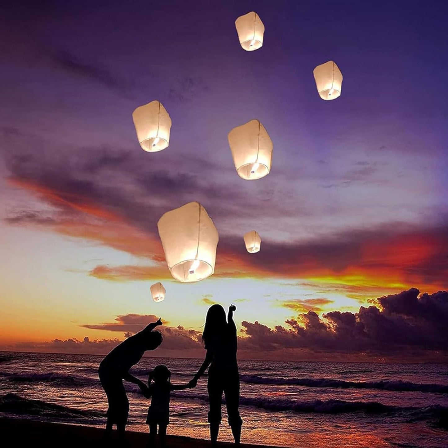 Sky Chinese Lanterns 10Pack Sky to Release in Memory Love Color Large Memorial Paper Lanterns Birthday Wedding Funeral Christmas to Make Wishes (White)