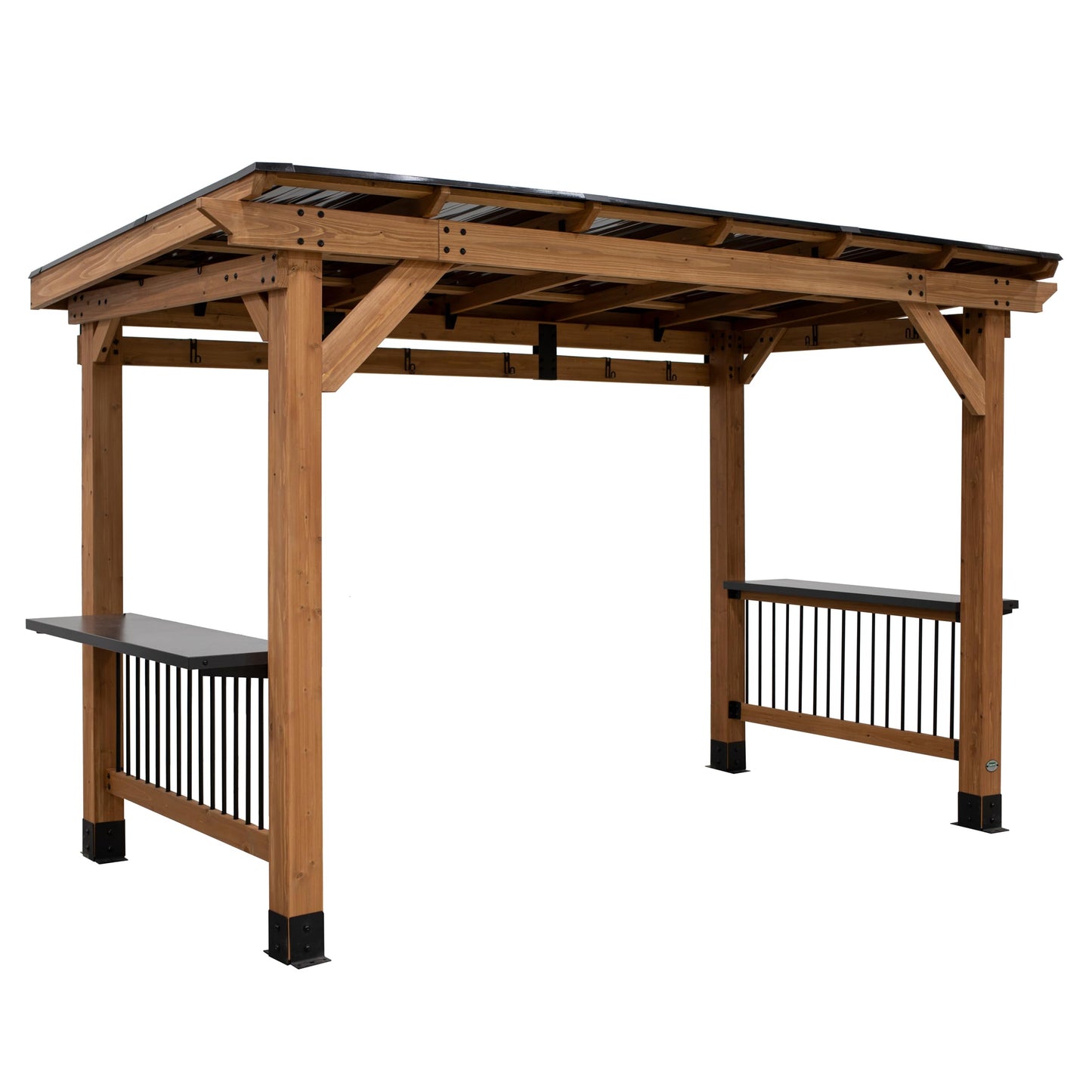 Backyard Discovery Saxony BBQ Gazebo | Outdoor Shelter, Wooden Canopy, For Garden & Patio, For Barbecue & Grill Party, Hard Top Steel Roof, 100% Cedar Wood | 2.3 x 1.6m (7.8ft x 5.3ft)