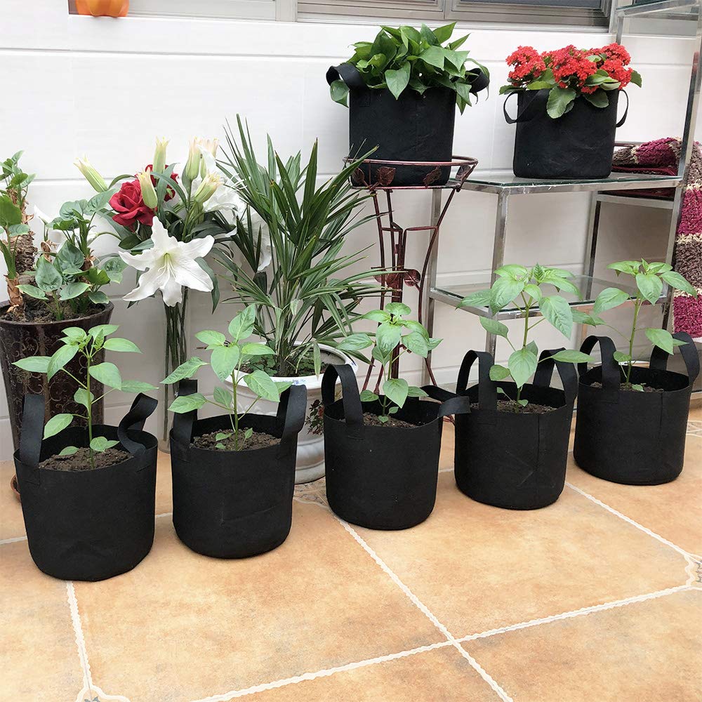 JERIA 12-Pack 3 Gallon, Vegetable/Flower/Plant Grow Bags, Aeration Fabric Pots with Handles (Black) ，Come with 12 Pcs Plant Labels