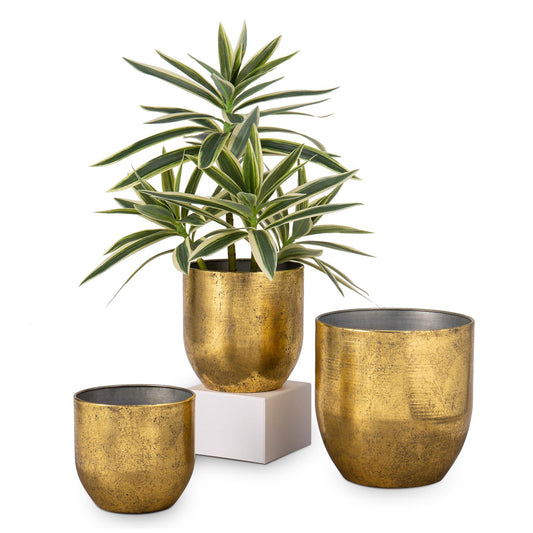 Oairse 3PCS Plant Pots Outdoor Galvanised Planter Zinc Plant Pot Garden Planters Metal Plant Pots Vintage Round Bucket Flower Pot Rustic Container for Plant or Decorative Home Modern Farmhouse Indoor