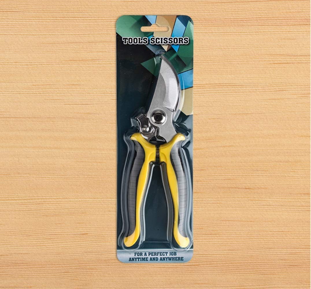VPMeetx Secateurs Pruning Scissors - Professional High Carbon Alloy Steel Garden Shears Bypass Pruning Shears Lightweight Hand Pruner with Locking Mechanism (Yellow Secateurs)