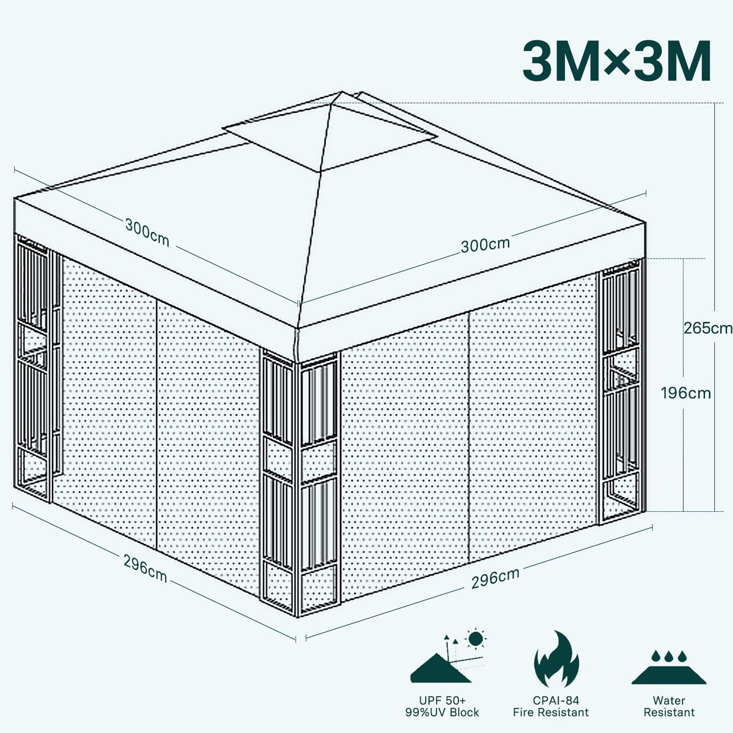 Grand patio Gazebo 3×3m with Side Netting, Garden Gazebo Event Shelter Sun Shade Heavy Duty Outdoor Canopy for BBQ, Event, Party -Beige
