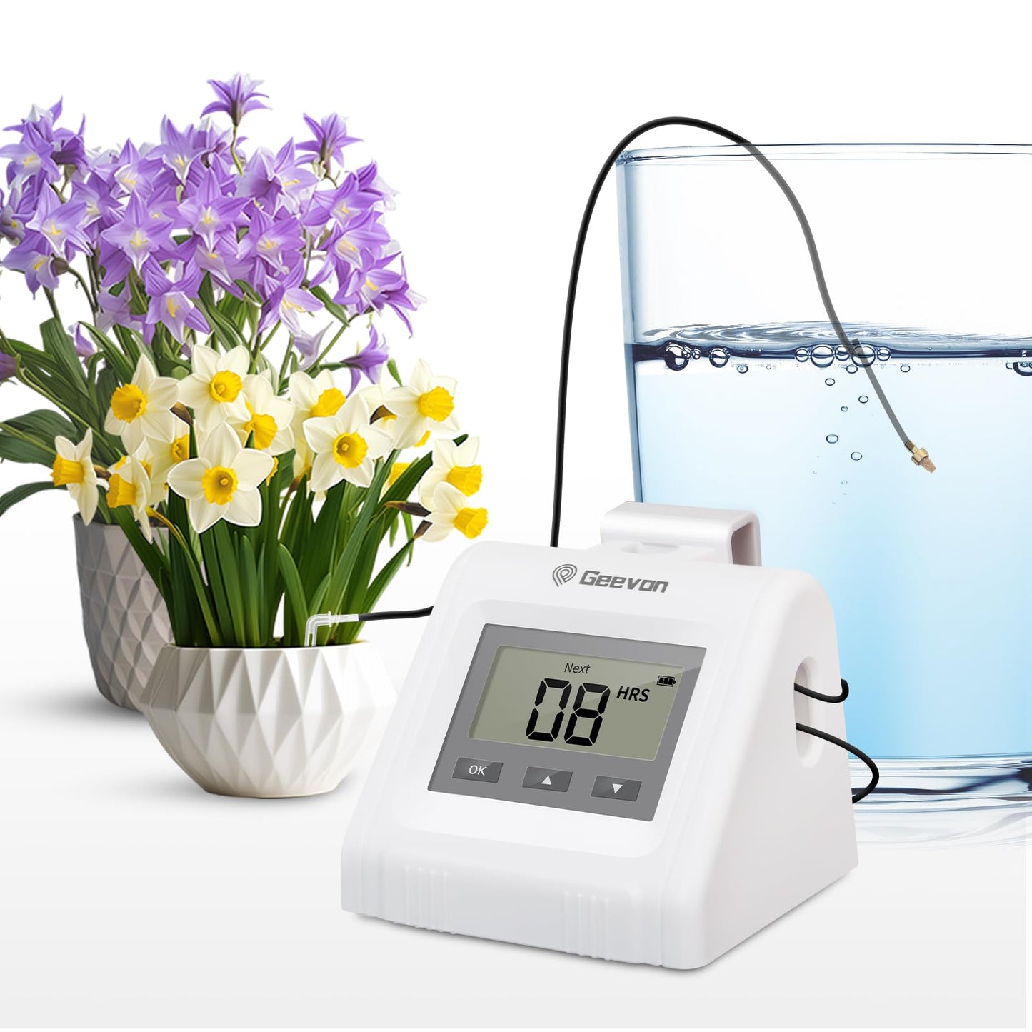 Geevon Automatic Watering System, Garden Watering System Automatic Plant Waterer Drip Irrigation System Plant Watering Devices Irrigation System Kit,White