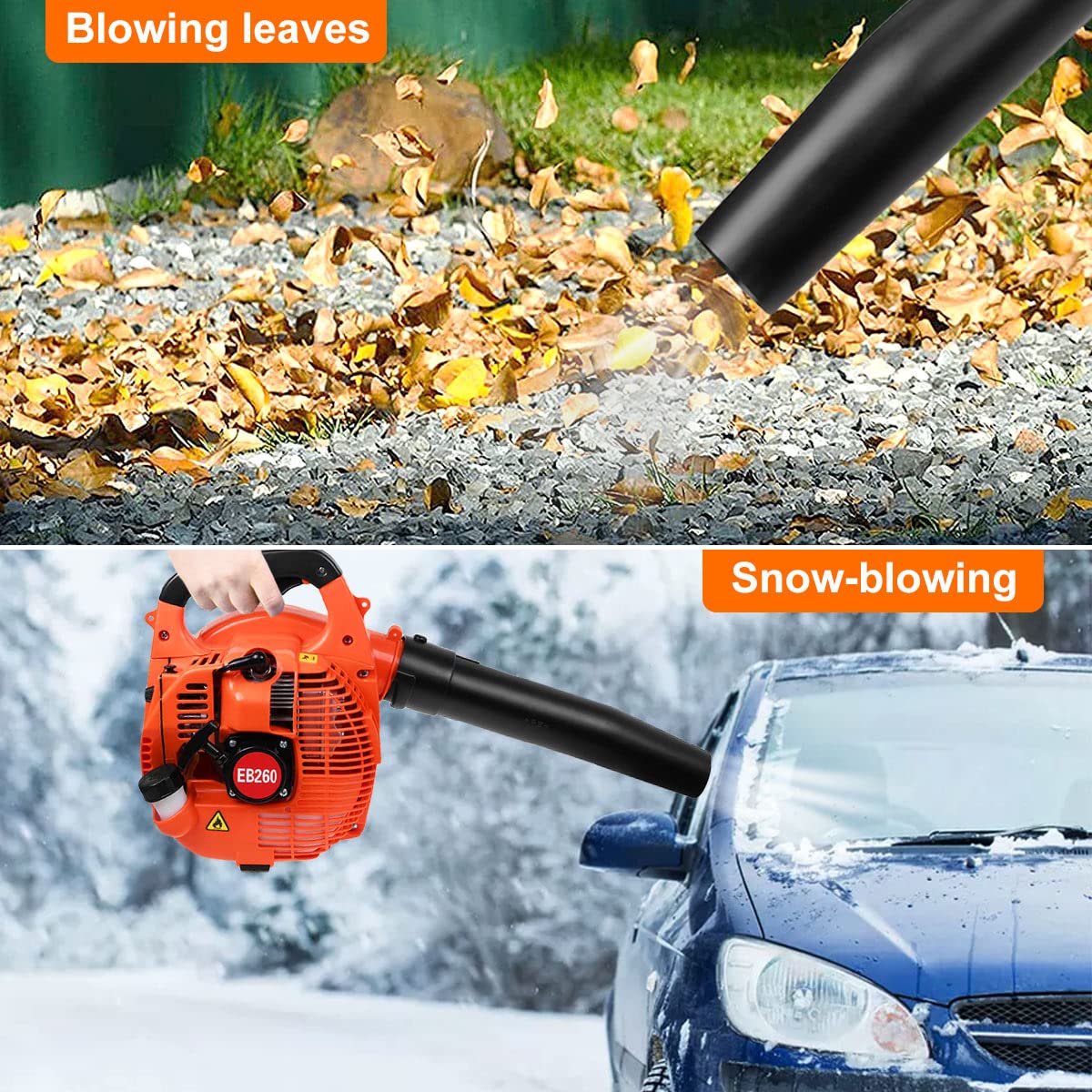 Cordless Petrol Garden Leaf Blower, Snow Grass Lawn Blowers Vacuum Powerful 26cc 2 Stroke Air Cooled Engine, Portable Handheld, for Blowing Leaves, Wood Chips, Dust, Garden Debris, Grass Cuttings