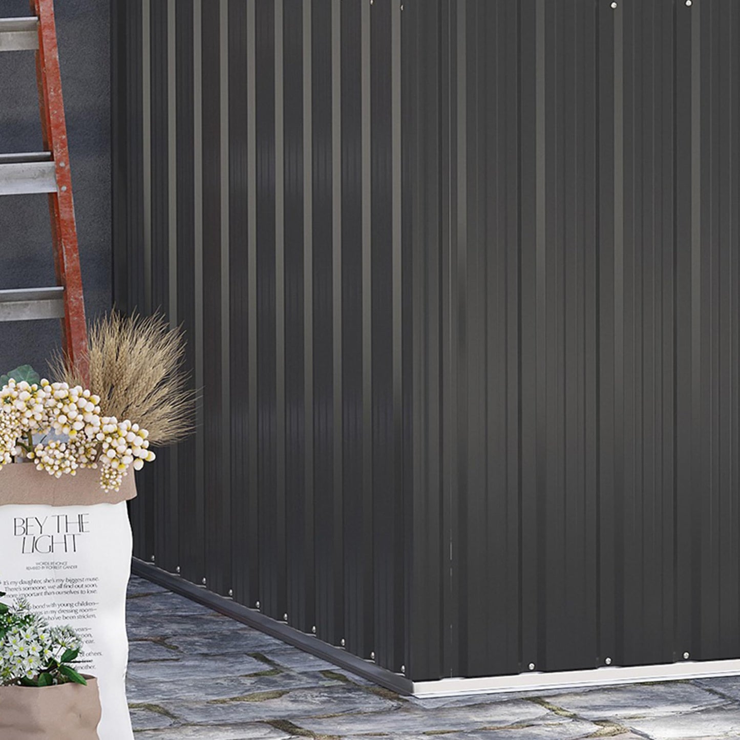 Outsunny 5ft x 4ft Garden Shed, Metal Tool Storage Shed with Sliding Door, Sloped Roof and Foundation Kit for Garden, Patio, Lawn, Grey