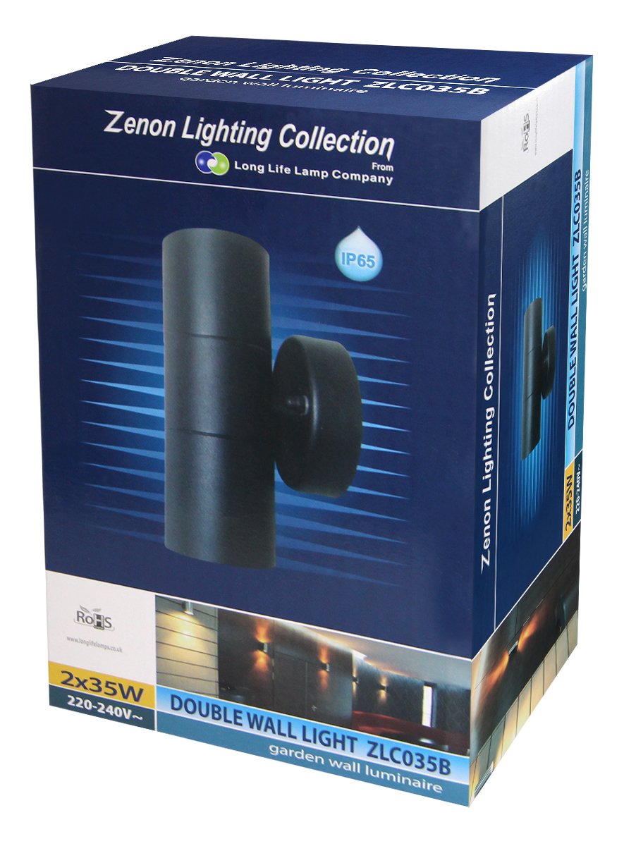 Long Life Lamp Company Black Stainless Steel Double Wall Light IP65 Up Down Outdoor Wall Light ZLC035B