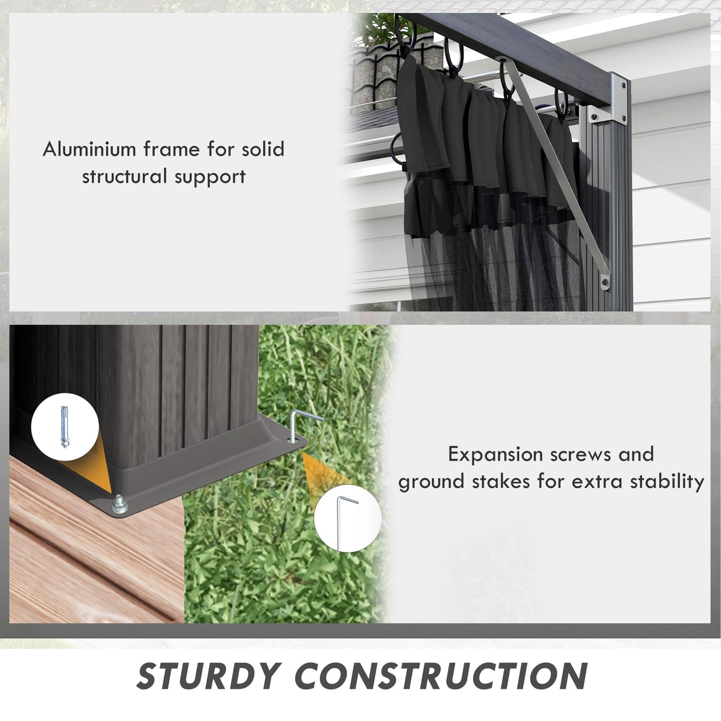 Outsunny 3 x 3 m Pergola with Retractable Roof Canopy and Netting Sidewalls, Aluminium Frame Garden Gazebo Outdoor Sun Shade Shelter for Grill, Patio, Deck, Dark Grey