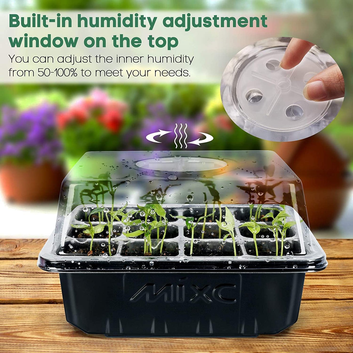 MIXC Seed Trays,10 Pack 120 Cells Seed Trays for Seedlings Reusable, Seed Trays with Lids Propagator Tray Growing Starter Tray, Germination Trays Kit Plastic for Greenhouse/Garden Black