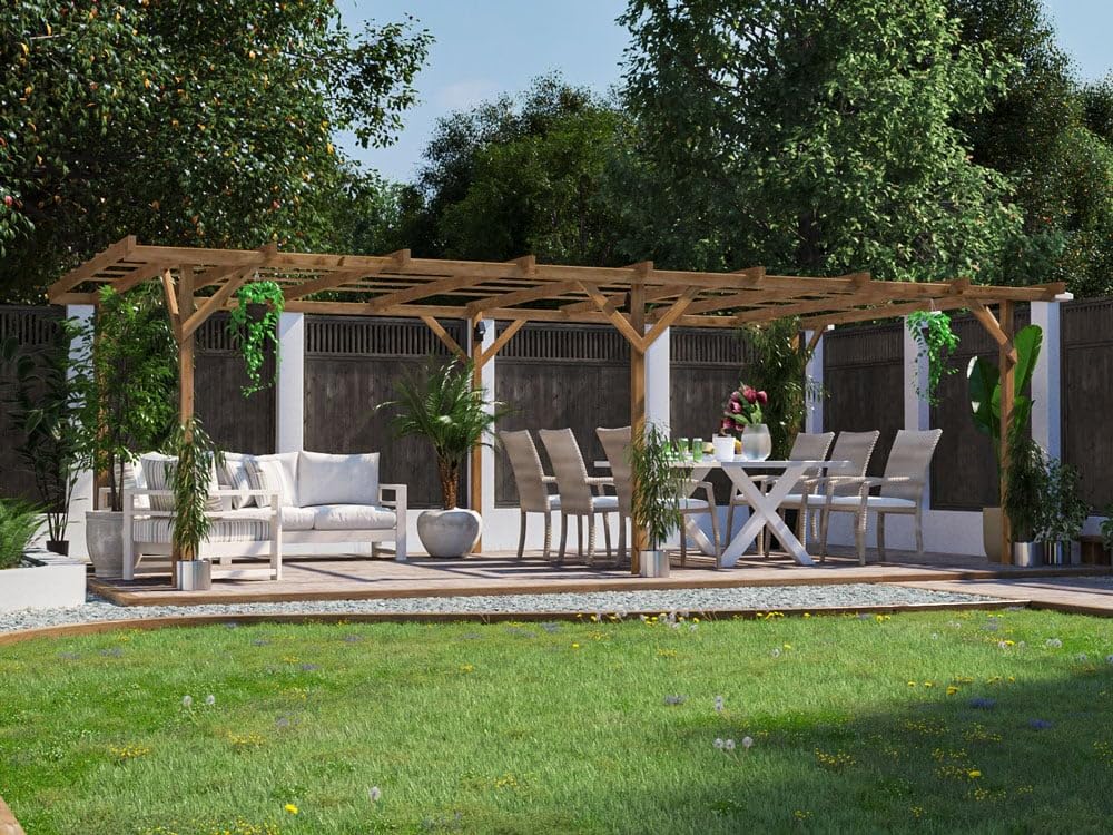 Dunster House Wooden Pergola 6 x 3 Metres Garden Plant Frame Kit Utopia