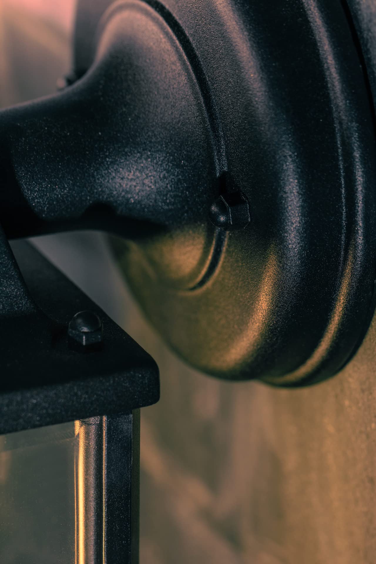 CGC Lighting Outdoor Outside Wall Light Mains Power Bevelled Glass Coach Lantern Porch Garden Decorative Lamp Fixture Waterproof (Black)