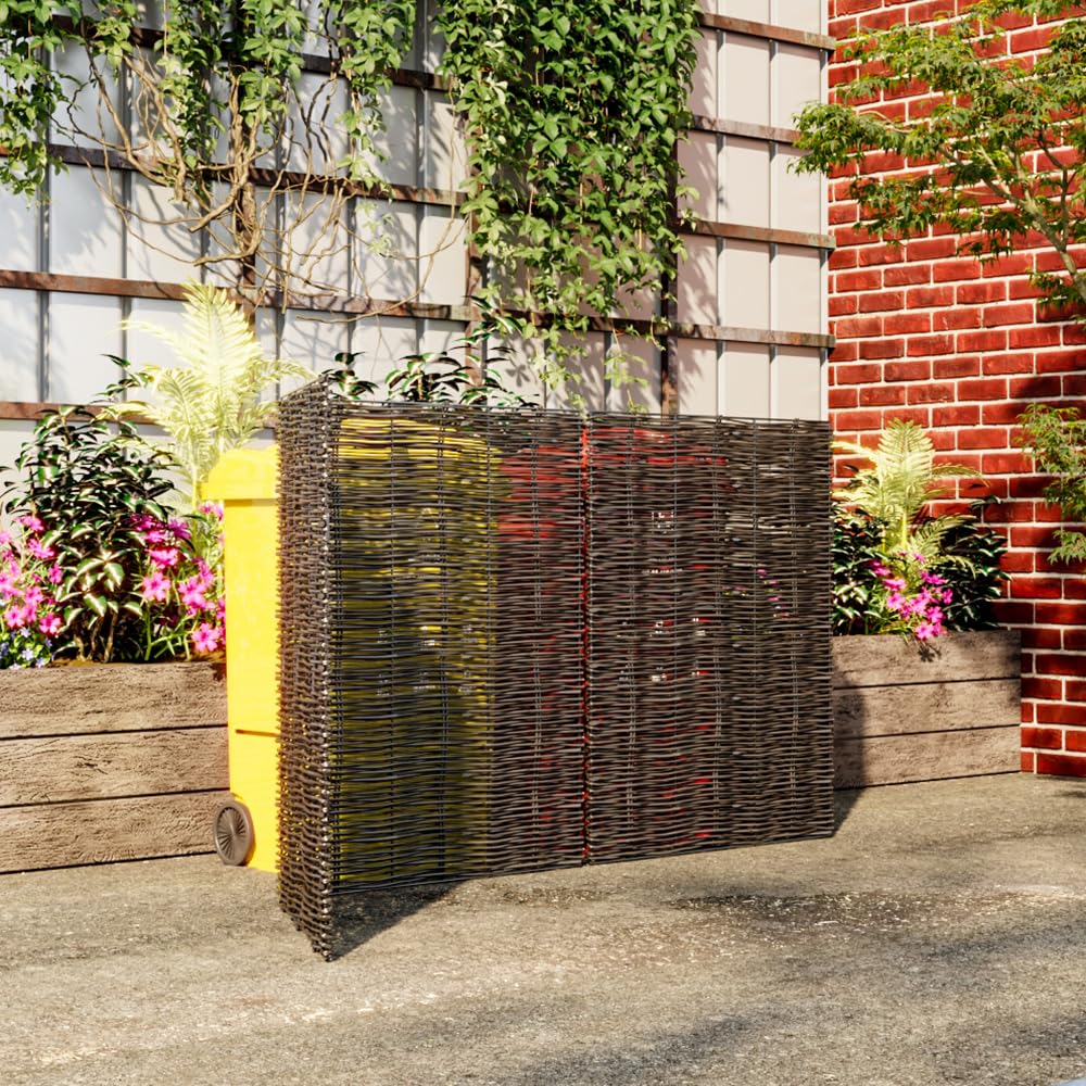 Warmiehomy Wheelie Bin Screen Willow Wheelie Bin Hideaways Triple Wheelie Bin Storage Outdoor Bin Shed 3 Wheelie Bins Screen