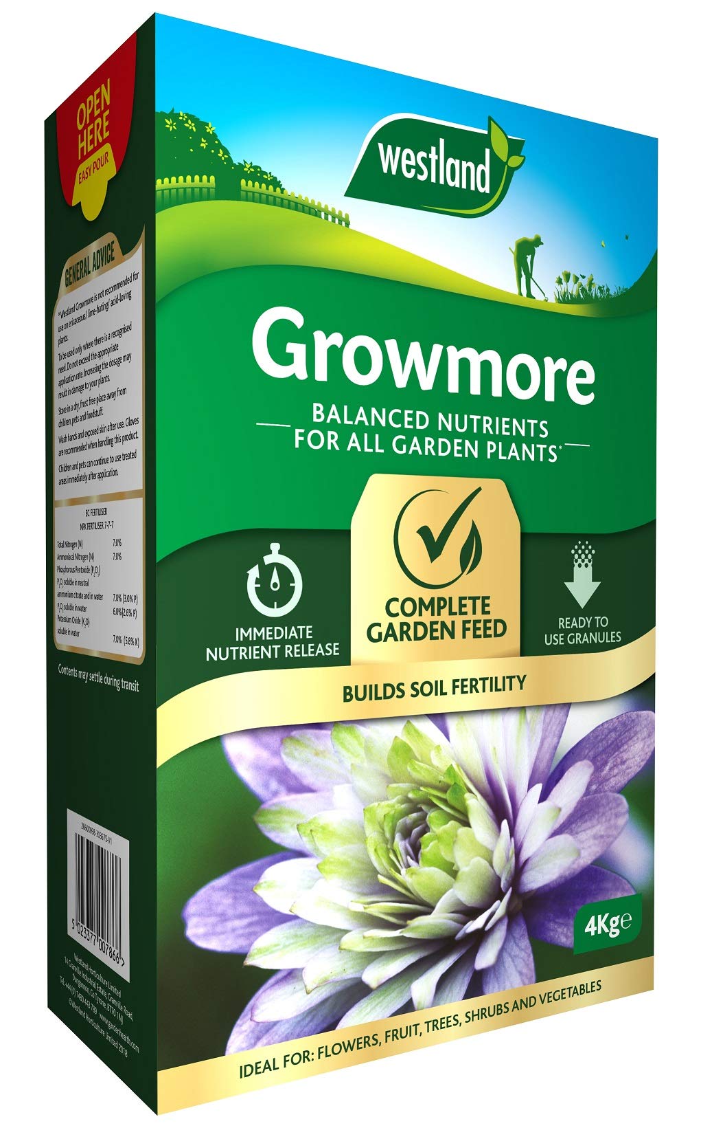 Westland 20600098 Growmore Balanced Garden Fertiliser For All Plants, 4 kg, Natural