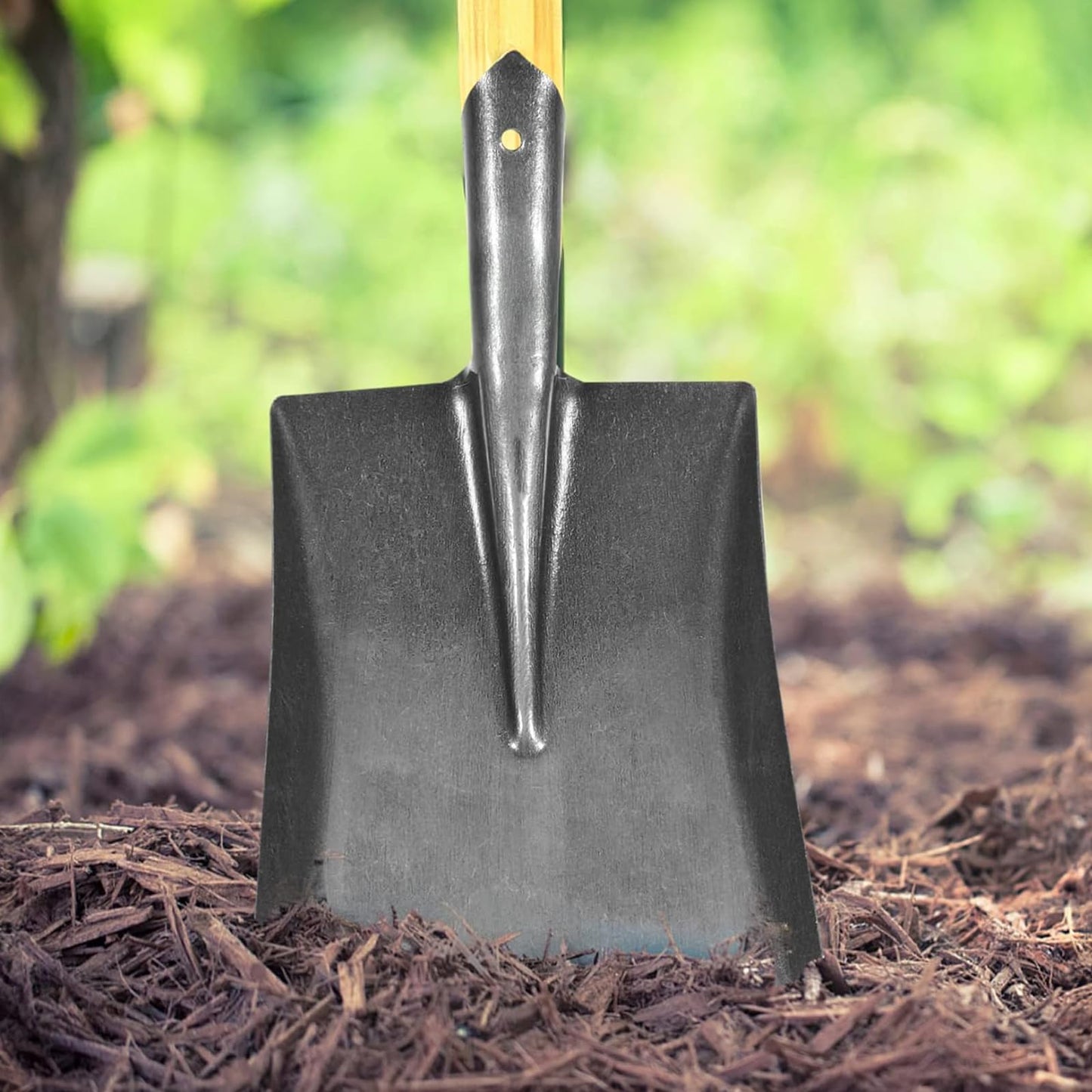 WY8 Ultimate Durability Shovel - Multifunctional Garden Shovel with Wooden Handle Heavy Duty Metal Shovel for Landscaping, Gardening, Contractor, DIY, Trenching, Outdoor Tasks (Square Shovel)