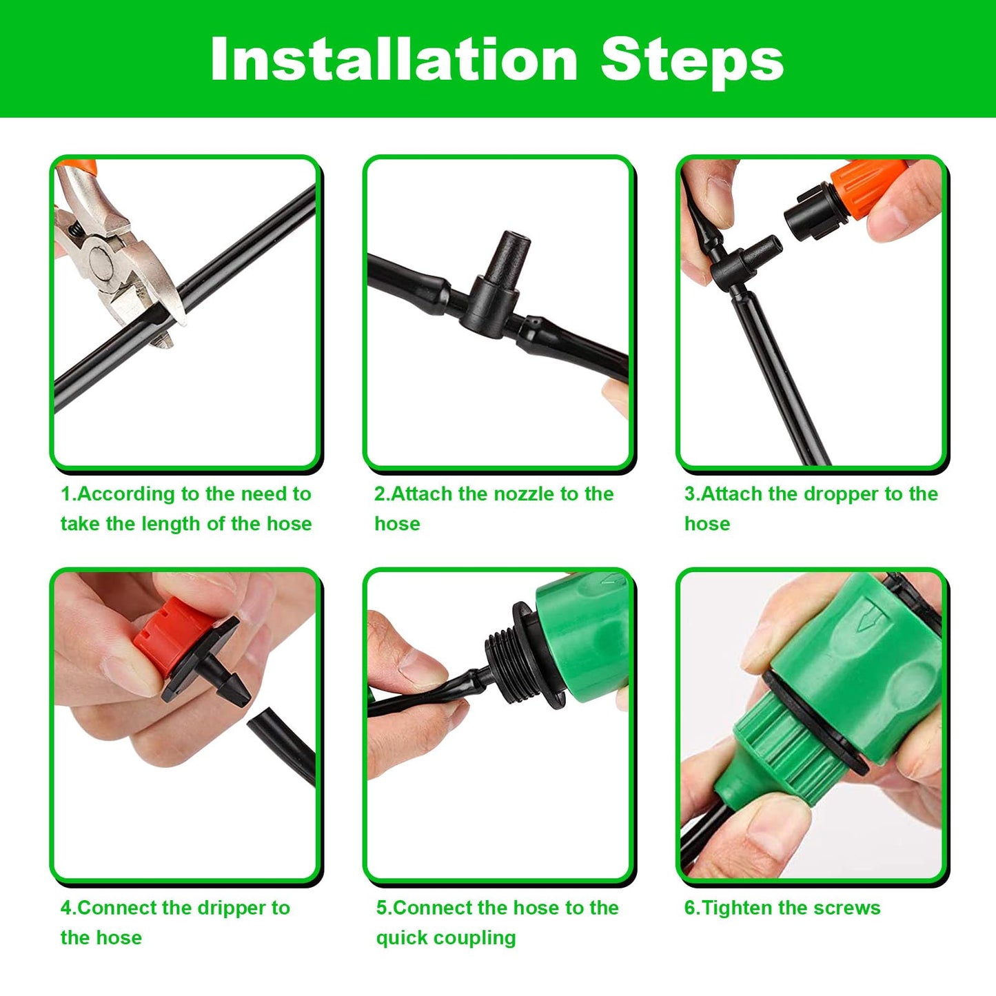 Garden Drip Irrigation Kit,164FT/50M Greenhouse Micro automatic Drip Irrigation system Kit with 1/4 inch 1/2 inch Blank Distribution Tubing Hose Adjustable Patio Misting Nozzle Emitters Sprinkler