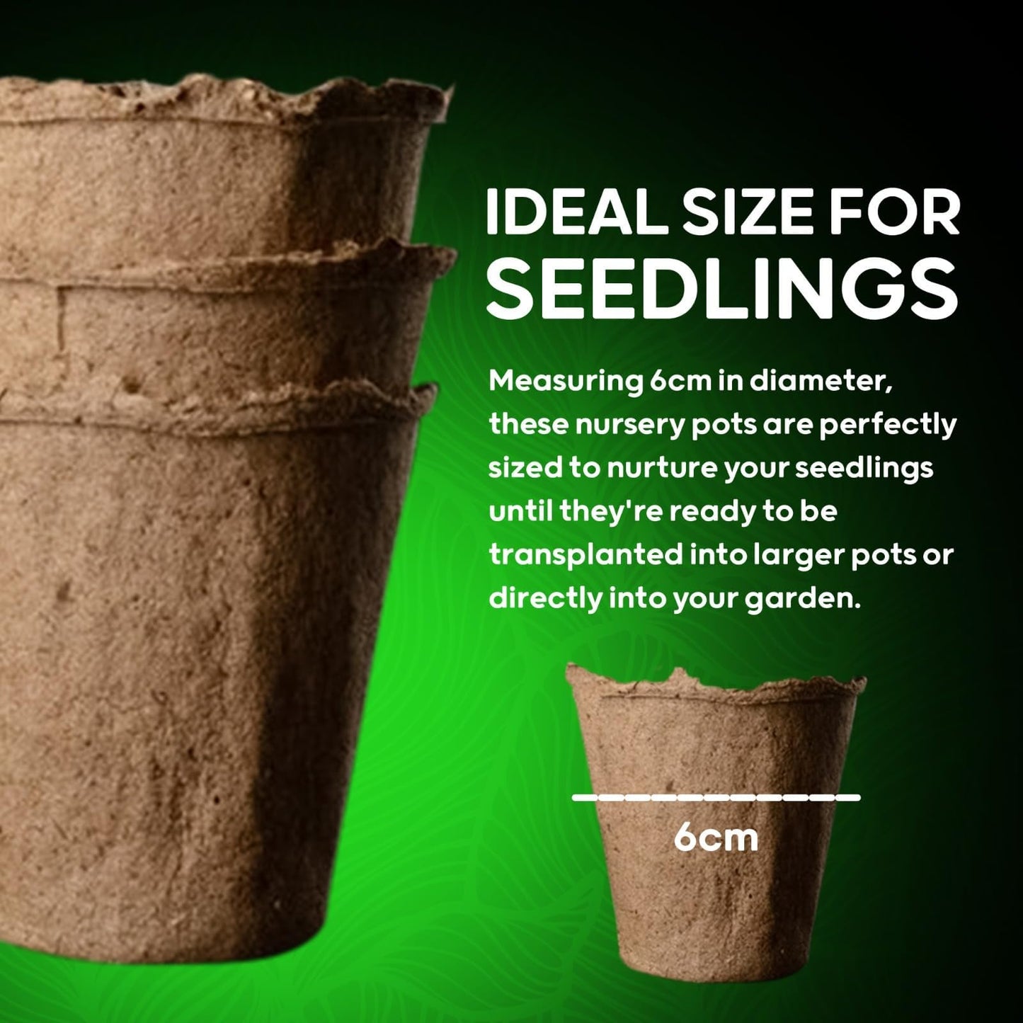 ZYBUX 96 piece Round Fibre Pots for Garden - 6 cm Wide Biodegradable Small Plant Pots for Seedling - Cultivation Gardening Seeding Cups Containers - Nursery Pots