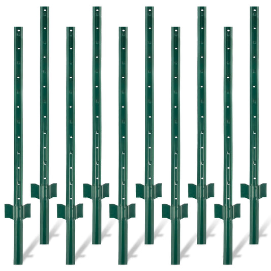 Toriexon 10 Pack Metal Fence Posts - 3 Feet Heavy Duty with U-Channel for Garden Wire Fence, Corner Anchor Posts
