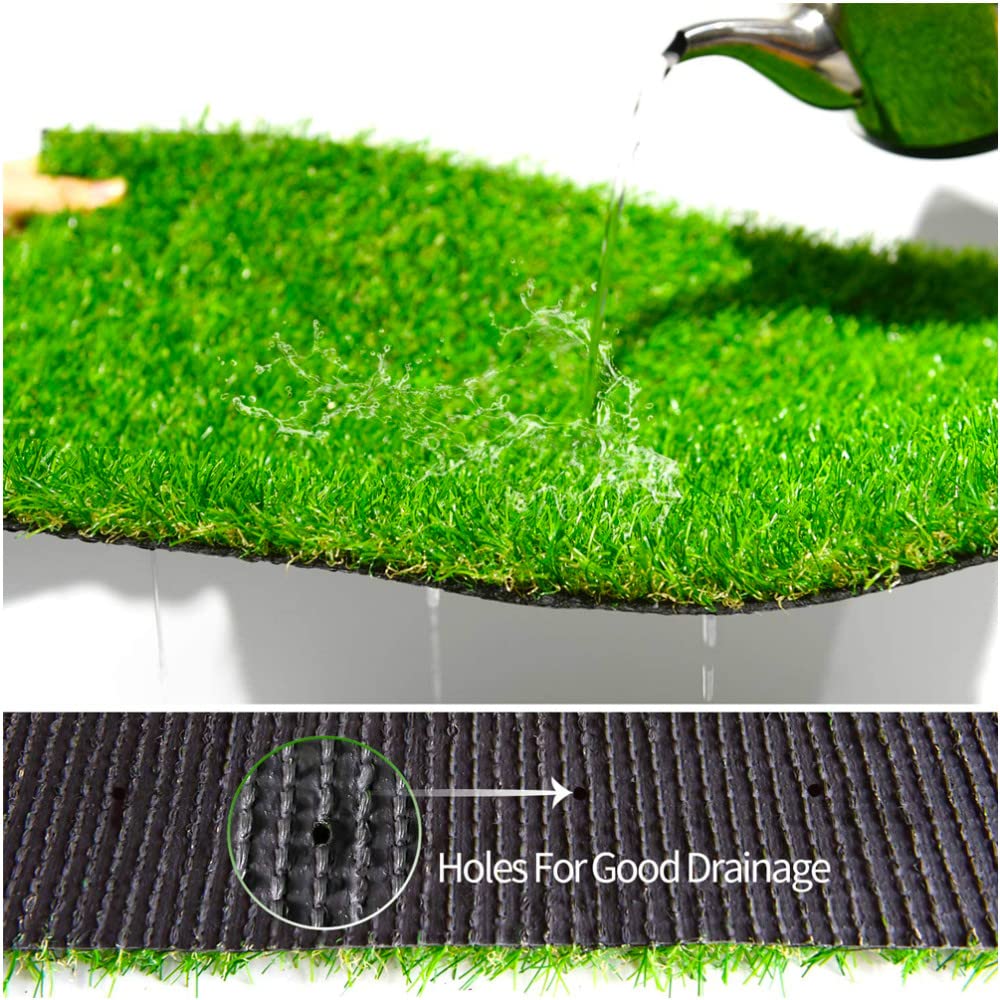 Nisorpa Artificial Grass Rug 10m x 1m, Natural Realistic Fake Grass Roll, 30mm Pile Height, High Density Artificial Grass Astro Turf Lawn Mat for Indoor Outdoor, Green, 33x3.3ft