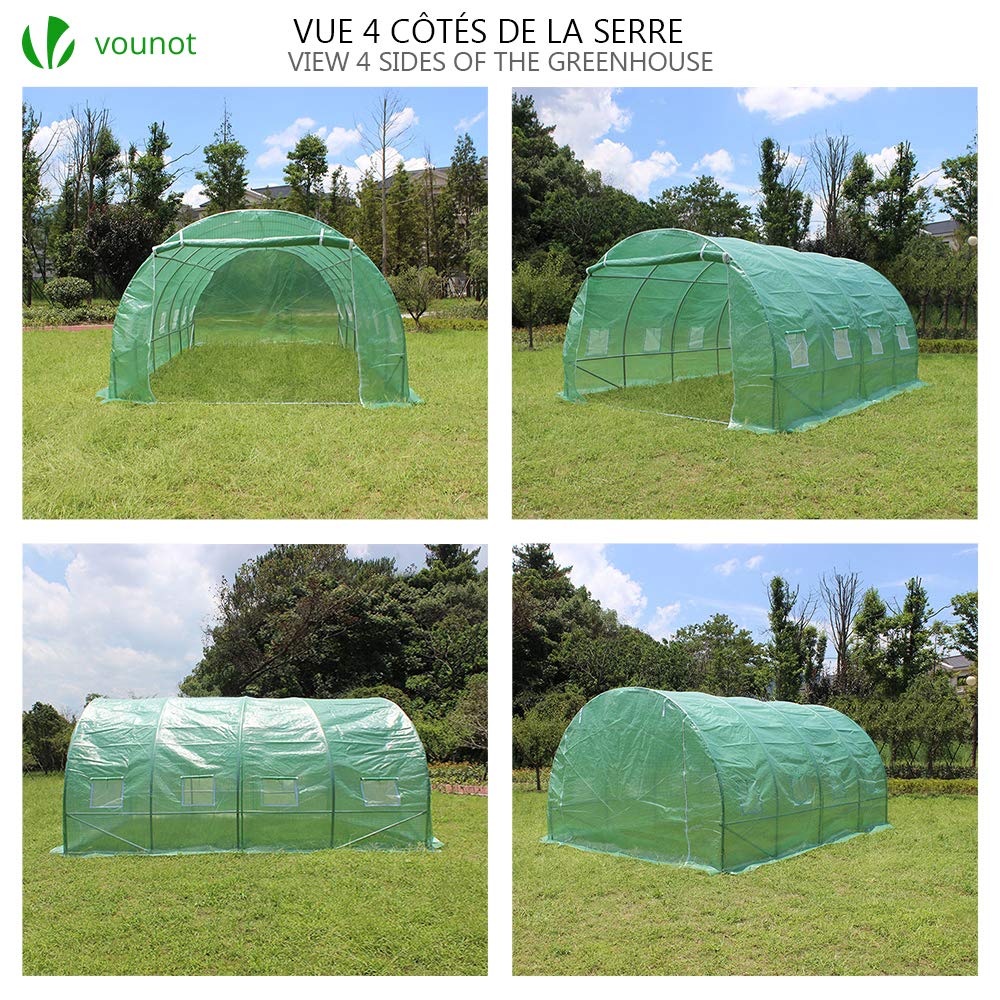 VOUNOT® Polytunnel Greenhouse 4x3x2m 12m² Poly Tunnels Gardening Walk In Pollytunnel Tent with Steel Frame