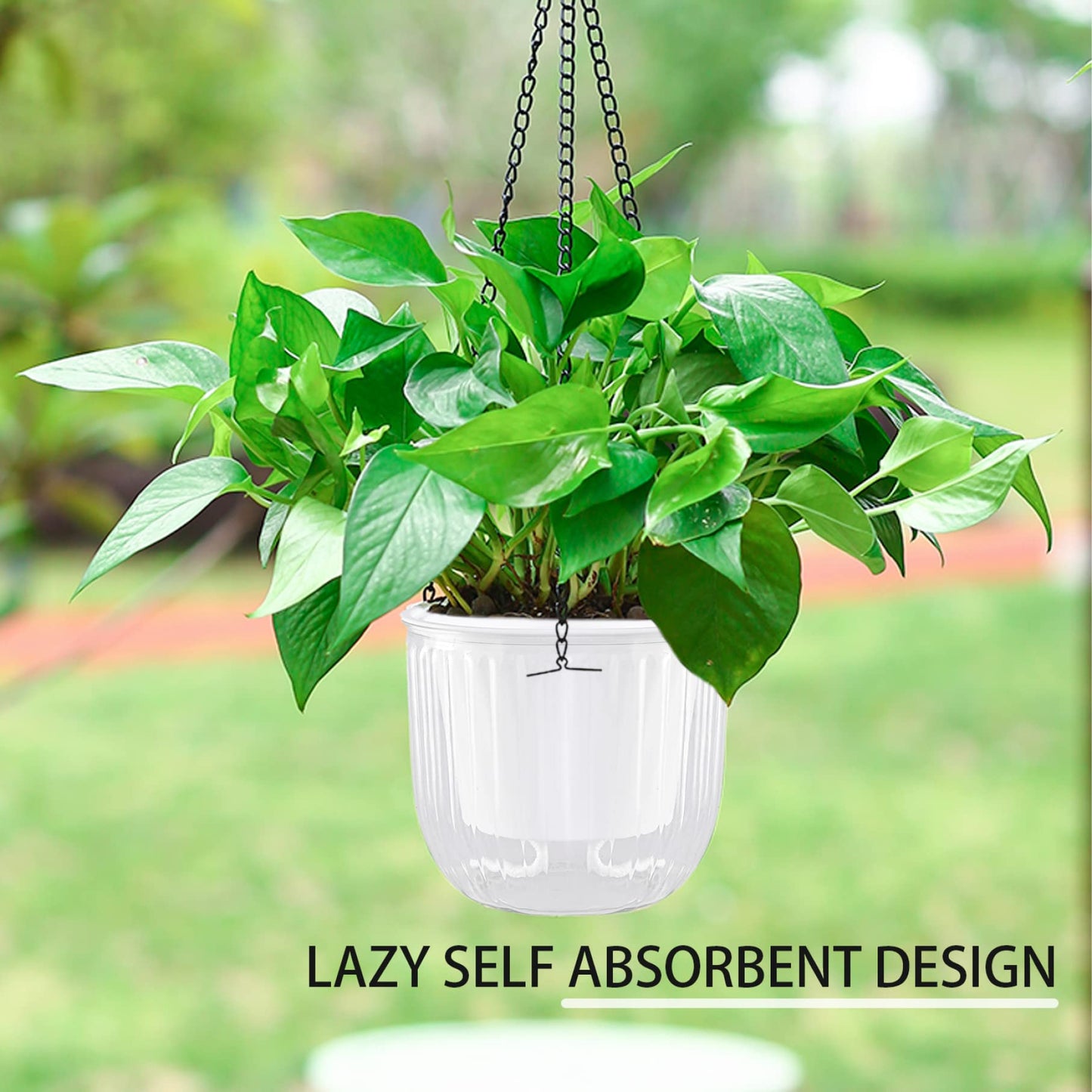 OnIUeZky Hanging Flower Pot Self-Watering Hanging Planter Hanging Baskets for Indoor Outdoor Plants Transparent 2PCS
