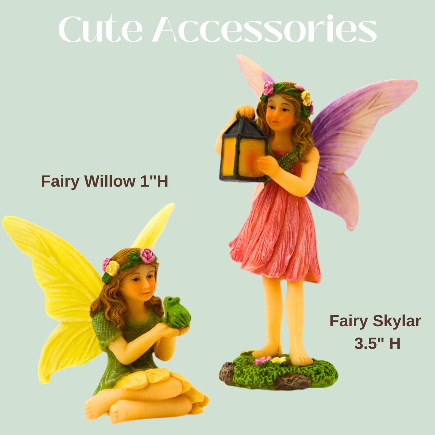 PRETMANNS Fairies for Fairy Garden - Fairy Garden Accessories - Fairy Garden Ornaments for Outdoor Miniature Fairy Garden - 2 Cute Fairy Figures for Fairy Garden & Fairy Sign - 3 Piece Fairy Set