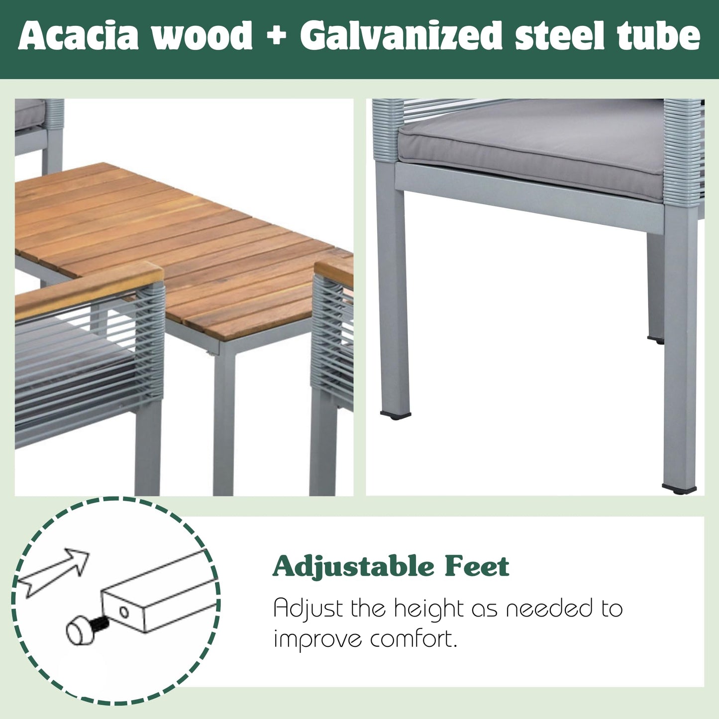 Jtyca Garden Furniture, Rattan Garden Lounge Set with Comfortable Cushions, Double Sofa, 2 Armchairs and Table, Outdoor Furniture, (Grey)