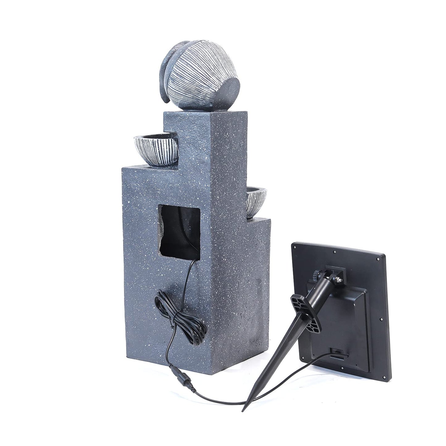 BTGGG Water Feature Outdoor Fountain Rockery Decoration Solar Powered Garden Ornament with LED Light, 19 x 51cm Size Fit for Garden, Pond, Terrace, Balcony