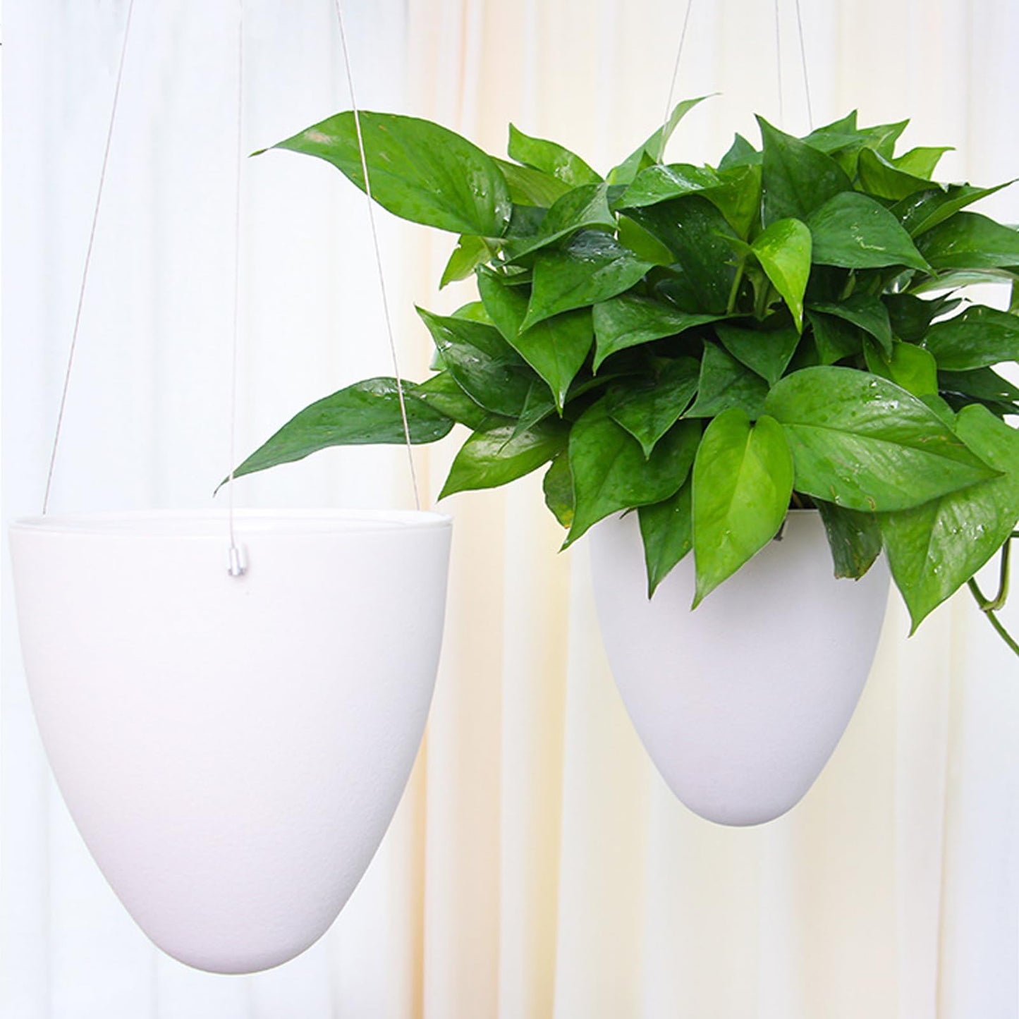 Wedhapy Hanging Plant Hanging Pots Indoor 2PCS Self Watering Hanging Planter Removable Hanging Flower Pot with Reservior and Absorbent Cotton Rope Hanging Basket