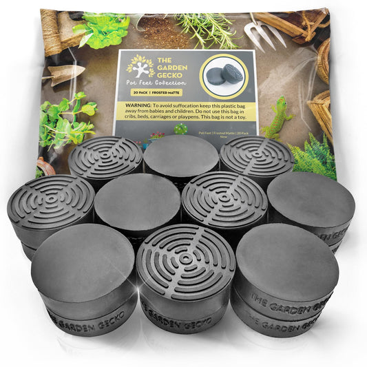The Garden Gecko Invisible Pot feet for outdoor plant pots and flowers solid rubber pot risers with enhanced non-slip surface grip | 20 PACK | FROSTED MATTE