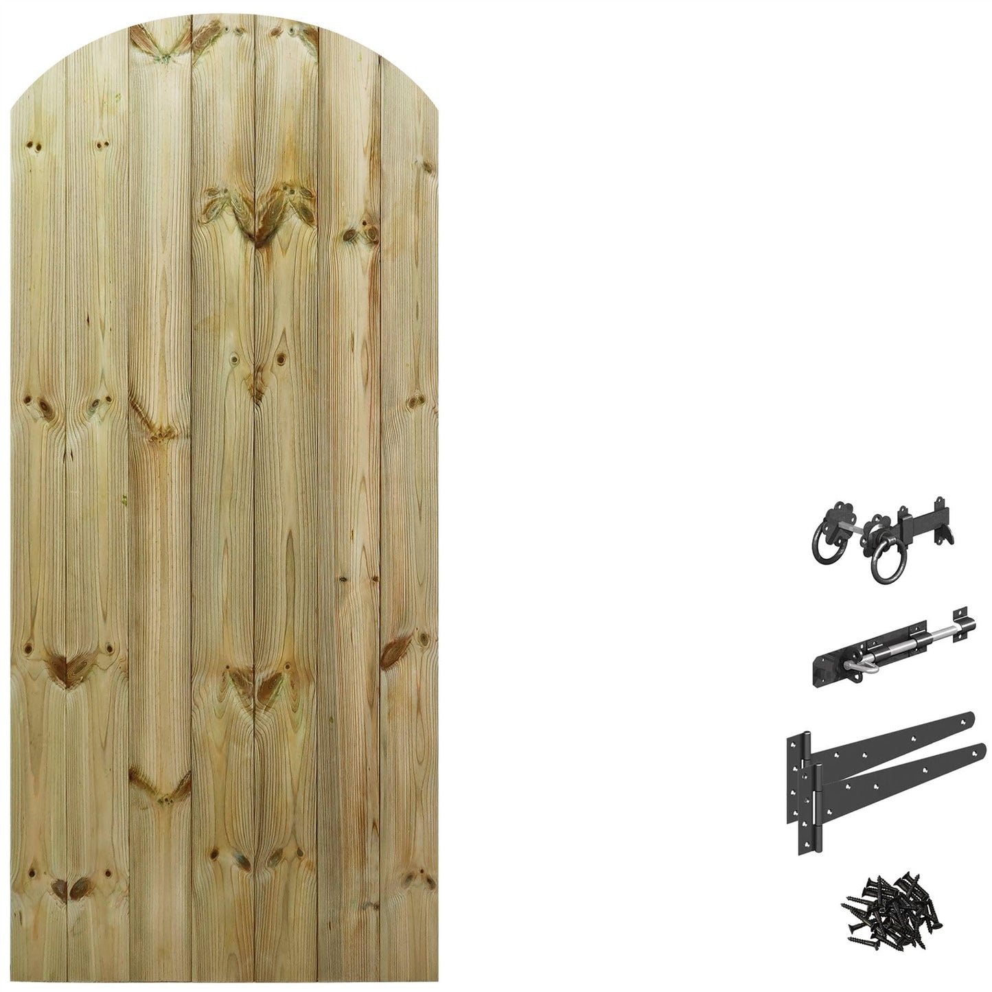 Bespoke Custom Made to Measure Wooden Garden Gate/Tongue & Groove Arch Top[6ft Tall (180cm),Upto 750mm Wide,Ring Latch]