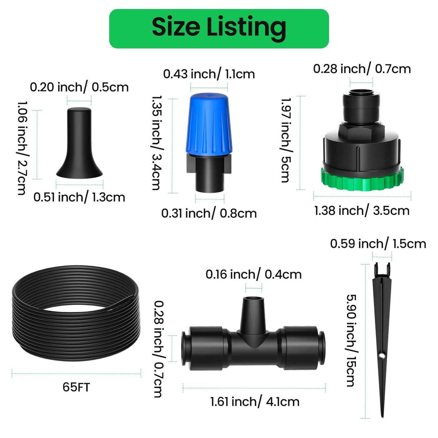 Upgrade Quick-Connect Irrigation System Kit, 65FT Automatic Garden Watering System, DIY Water Saving Drip Irrigation System for Garden/Lawn/Greenhouse