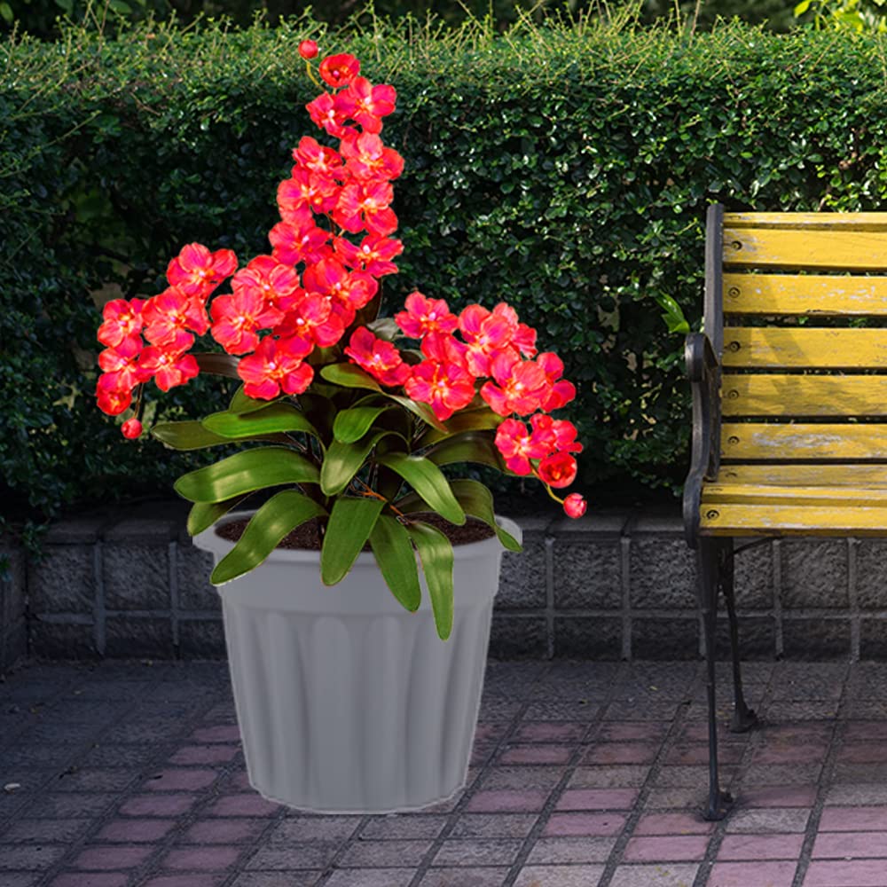 JMS we create smile (Set of 5) 40cm Large Upcycled Grey Plastic Round Planters Indoor/Outdoor Plant Pot Lightweight & Weather Resistant Garden Plant Herb Flower Nursery Pot