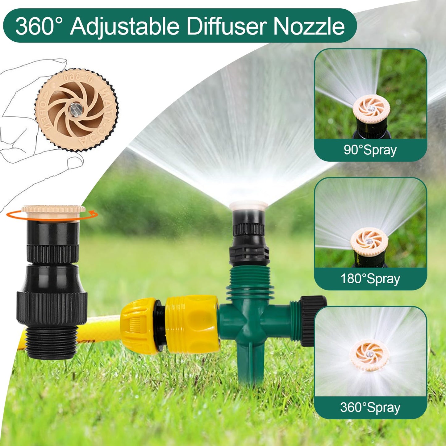 Monsully 4 Pcs Garden Sprinkler, Lawn Sprinklers Water Sprayer 360 Degree Rotating Water Sprinkler Adjustable Lawn Water Sprinkler for Watering Plants Flowers Veggies Grass Lawn Plants