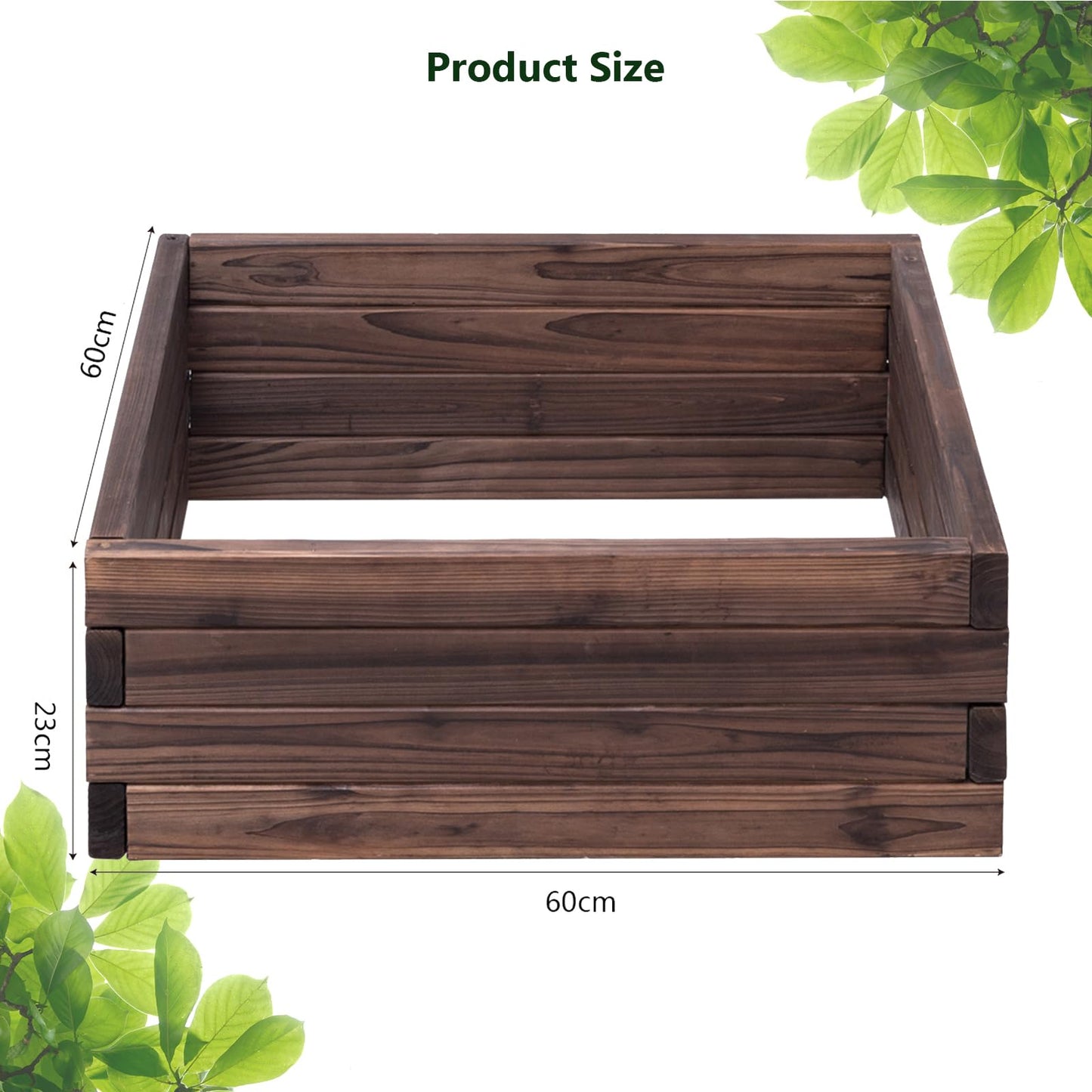 GiantexUK Wooden Raised Garden Bed, Square Garden Planter Box with Open Bottom, Outdoor Elevated Vegetables Herbs Plants Flower Pots Grow Box Container for Patio Backyard