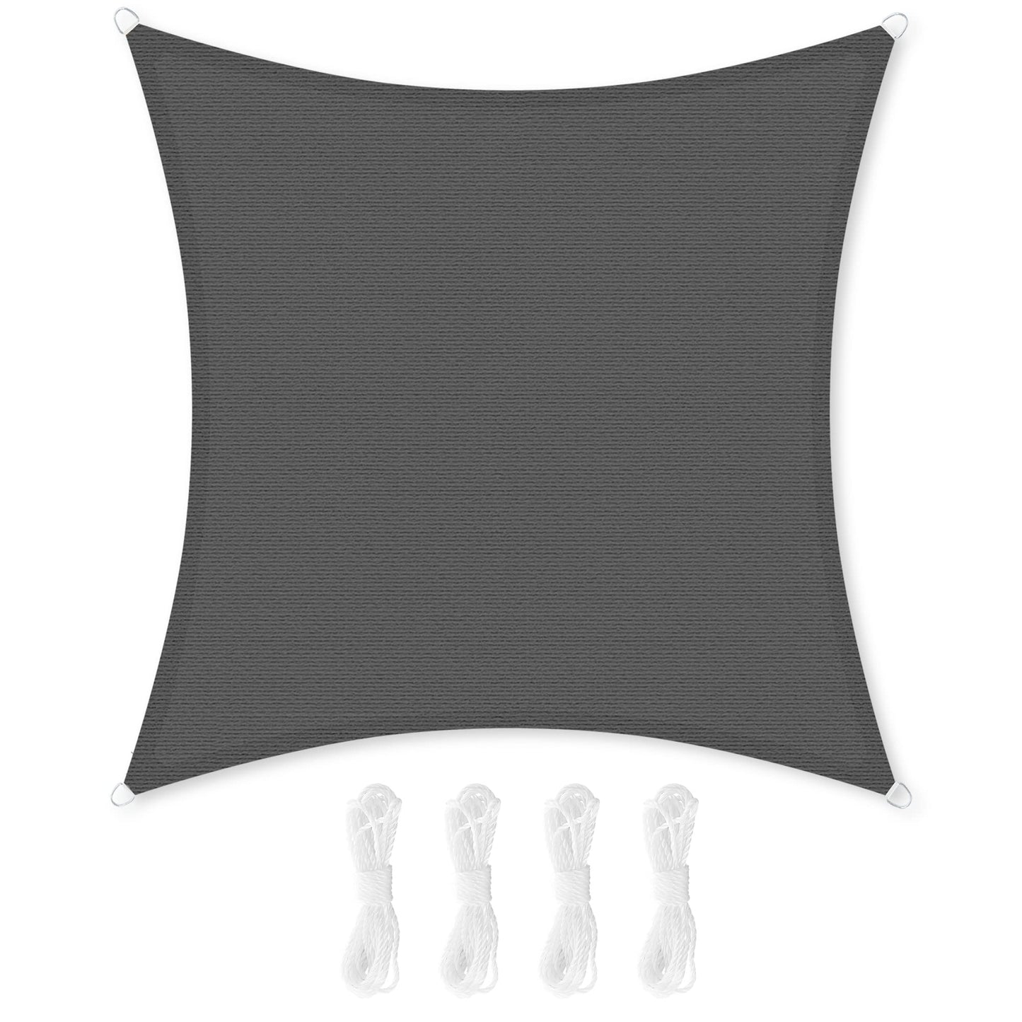 SONGMICS GSS22GY Sun Shade Sail, 2x2m HDPE Fabric Sun Protection Air Permeable Canopy for Patio Garden Balcony Camping Square Concave 2m Ropes Smoke Grey GSS22GY