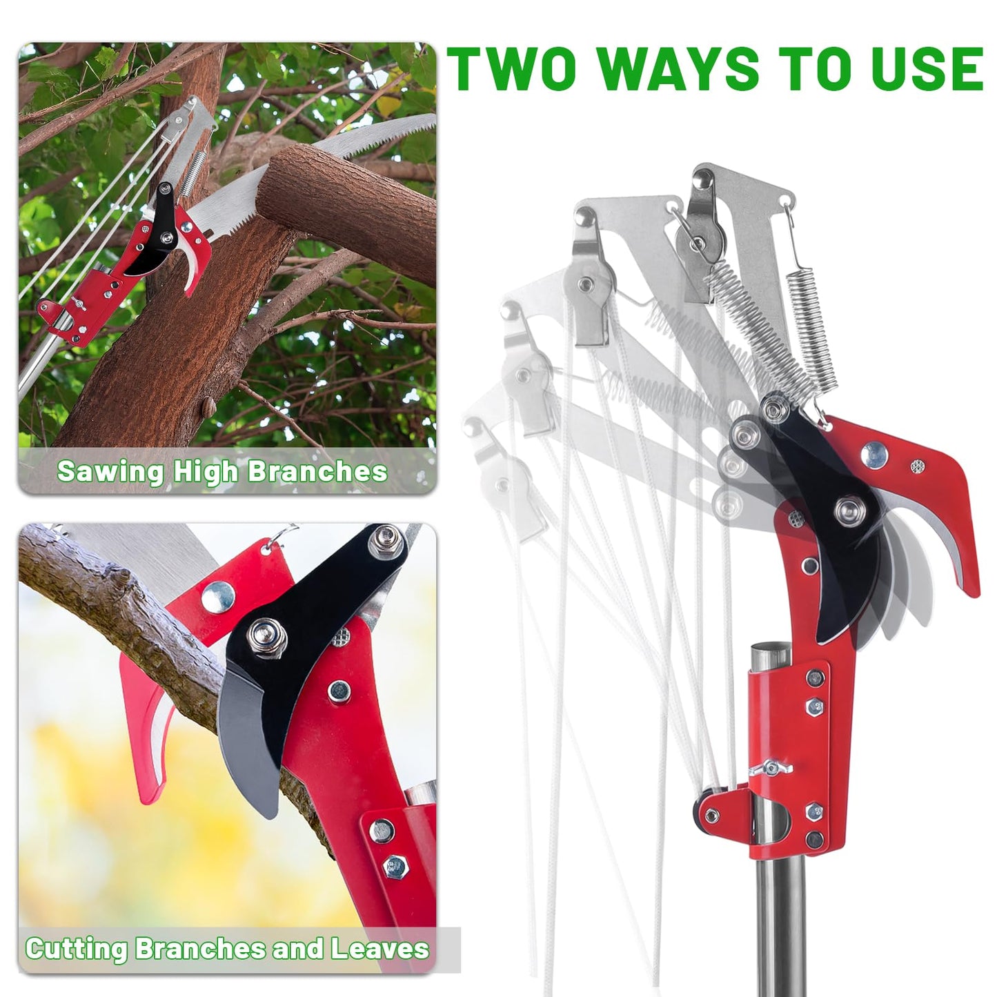 IHKFILAN Pole Pruning Saw，Telescopic Tree Pruning Saw，116 Inch Pruner with Extendable Handle，Lightweight Telescopic Tree Pruner Branch Cutters，Pruning High Branches, Twigs at Forest Yard Garden Patios
