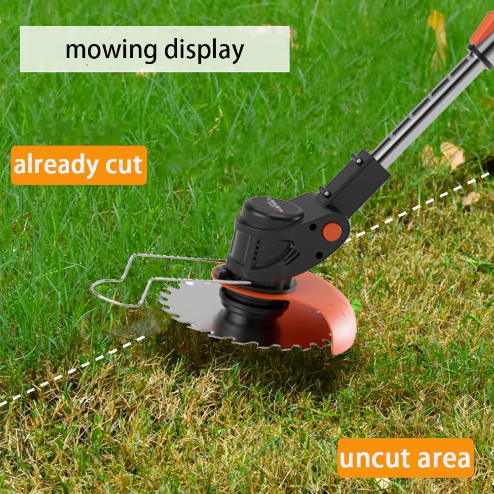 ZJS Cordless Strimmer 21v Garden Strimmer with 2 4.0Ah Batteries Grass Trimmers with 25 Blades Electric Strimmer Detachable Battery Strimmer Height Adjustable Suitable for Garden Lawn Trimming