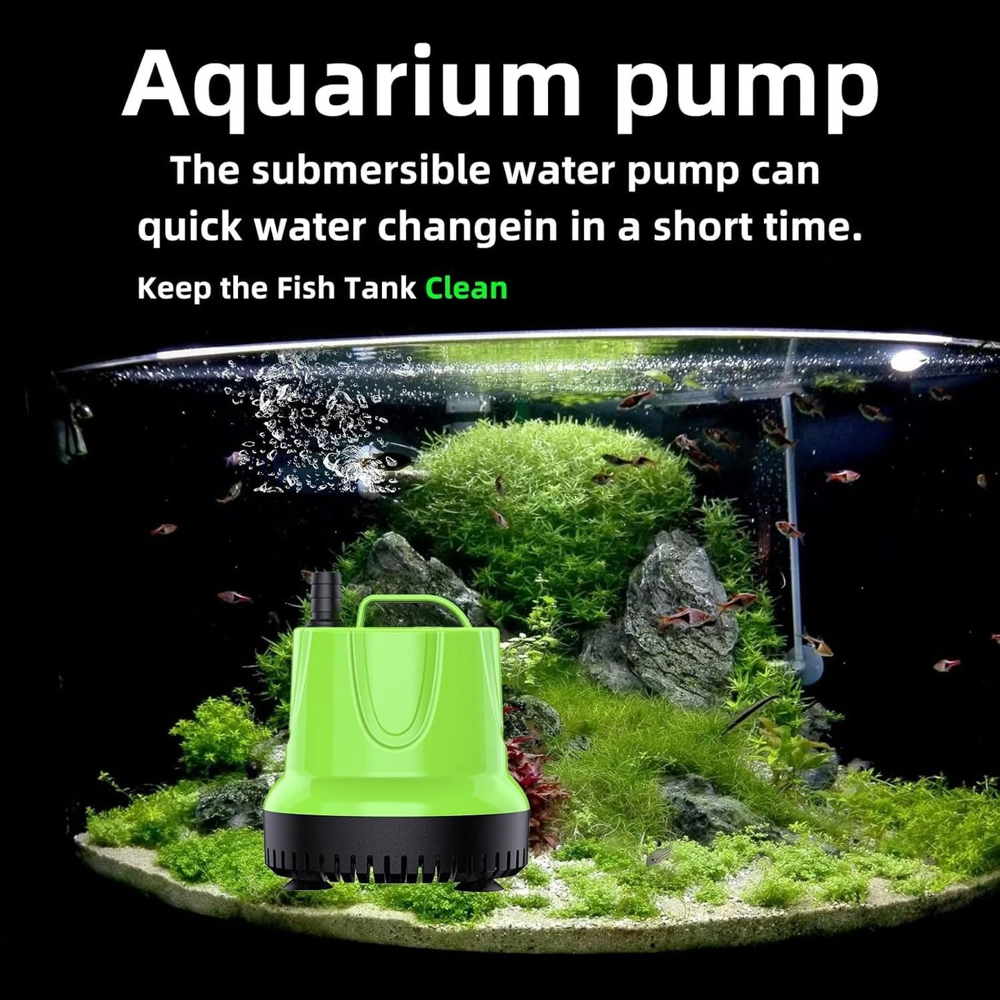 KINGYEENUO Submersible Water Fountain Pump, 40W Small Sump Pump 660 GPH, 2 Nozzles, with 8.2ft High Lift, Ultra Quiet Water Pump for Outdoor Pond Hydroponic Statuary Waterfall Aquarium Fish Tank