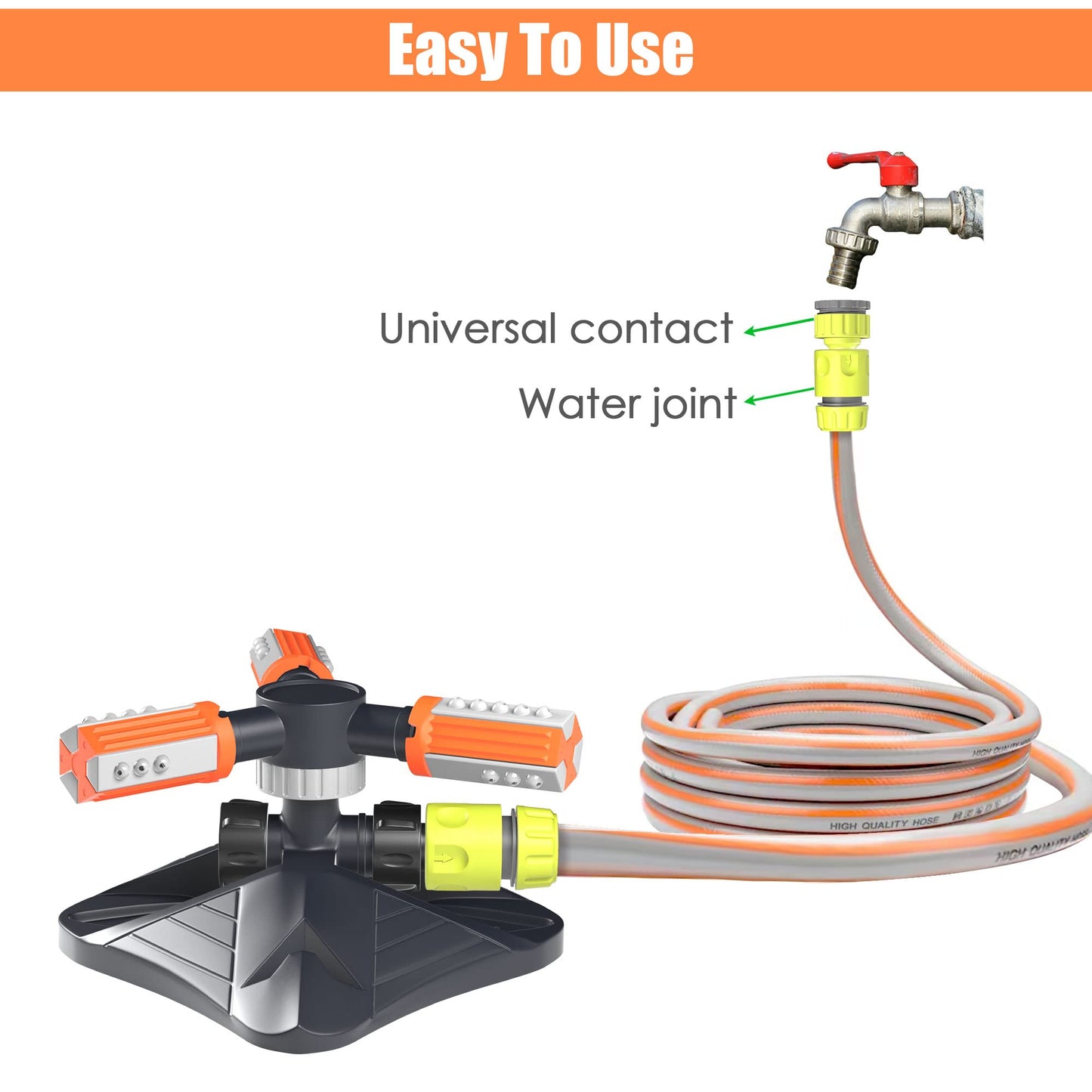 Garden Sprinkler,Automatic 360 Degree Rotating Garden Sprinkler with Quick Connectors