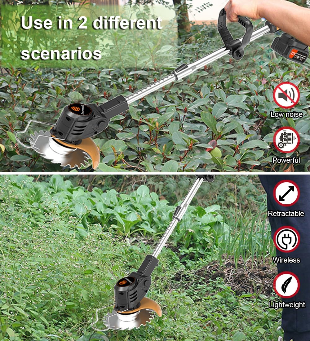 21V Cordless Strimmer Erzneaoch Grass Trimmer with 11,000 RPM and 750W Motor Garden Strimmer Cordless with 2 Batteries 4.0Ah is the Perfect Partner for all Your Garden and Lawn Care Needs