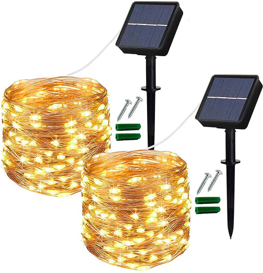 Lezonic Solar String Lights Outdoor, 2Pack Total 240 LED/80FT Solar Garden Lights Waterproof, 8 Modes Indoor/Outdoor Fairy Lights Copper Wire Lighting for Patio Yard Party Wedding (Warm White)