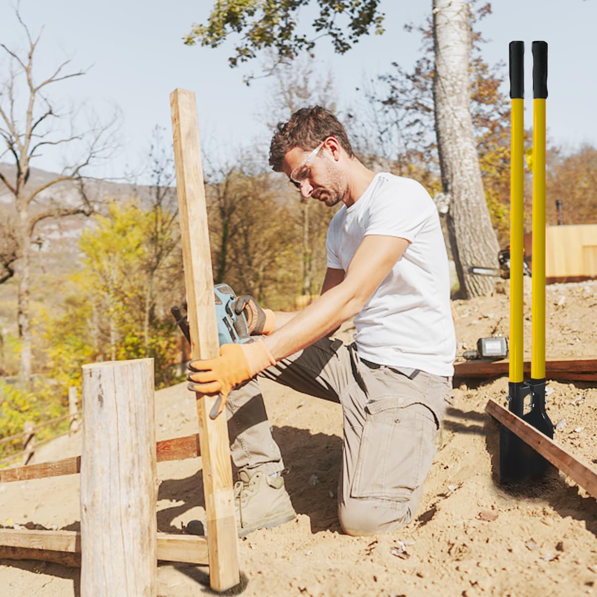 Bargains Crown Offer NEILSEN Post Hole Digger Tool, Heavy Duty Auger Post Hole Digger with Fiberglass Handle, Post Hole Auger Durable Fiberglass Core and Sharp Head for Digging