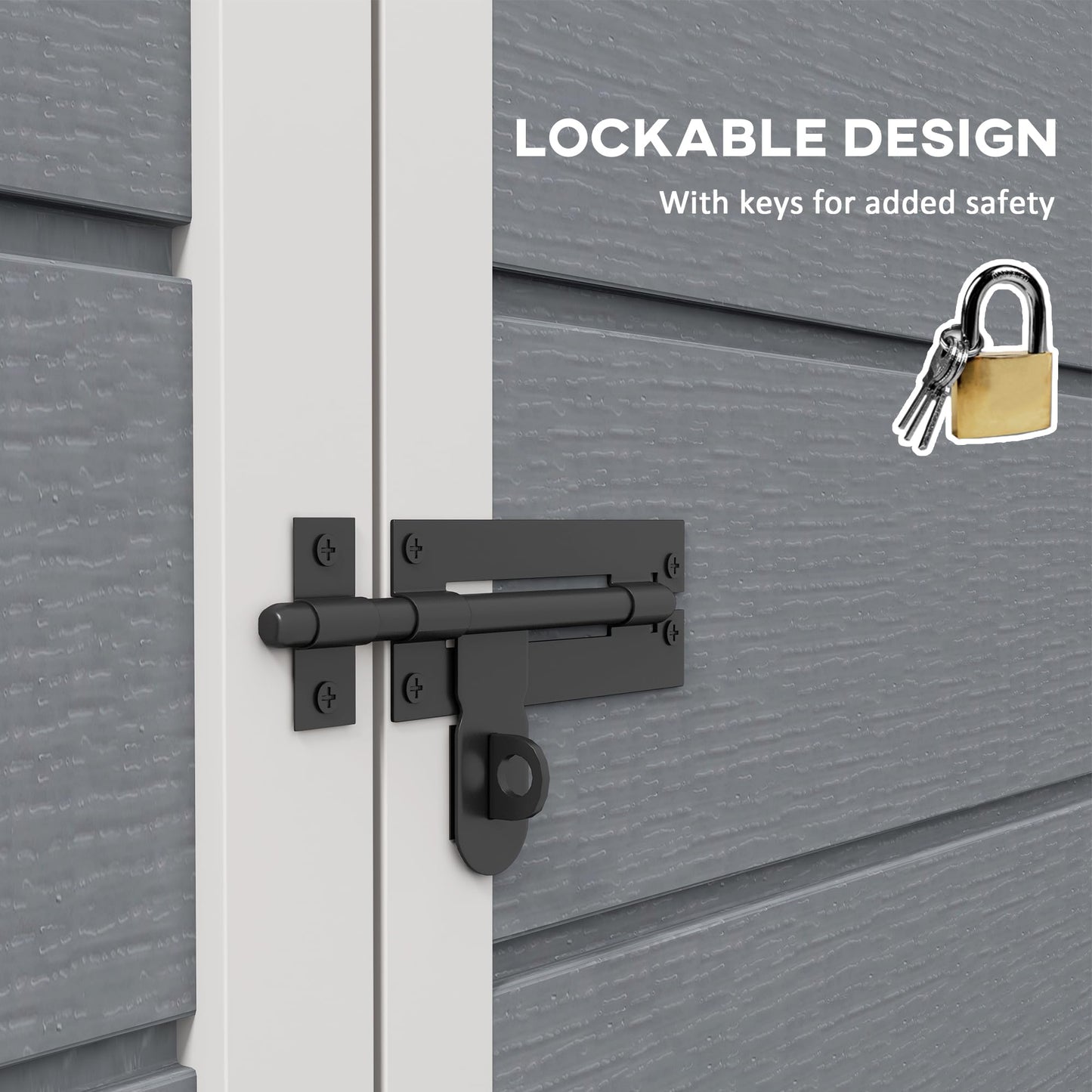 Outsunny 4 x 5FT Plastic Garden Shed, Lean to Shed, Lockable Tool Storage House with Window, Vent and Plastic Roof, Grey