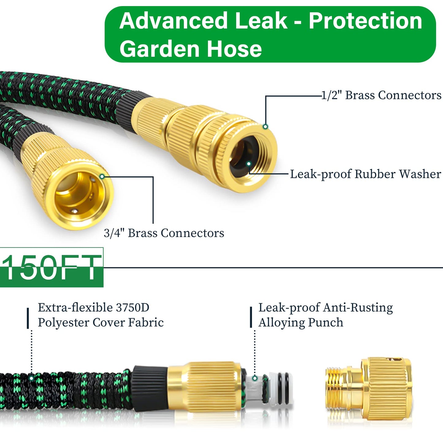 Garden Hose Expandable Garden Pipes-150FT Flexible Garden Hose Reels Including 10 Function Spray Gun Nozzle and Solid Brass Fittings,Magic Hosepipe for Gardening Patio Car Washing Pet Bathing (45M)