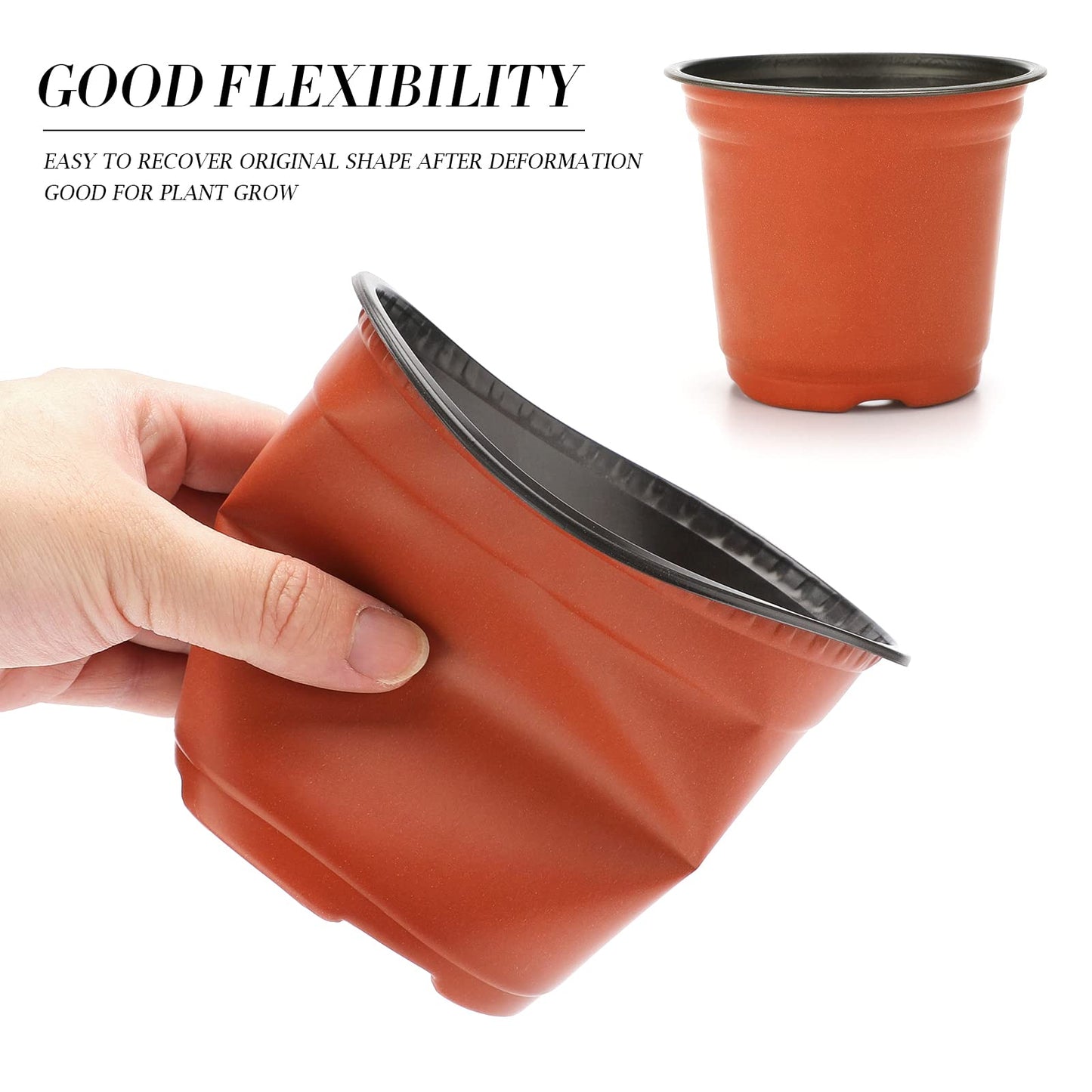 KINGLAKE 50Pcs Plastic Plant Pots 15 cm Nursery Seedlings Pots Seed Starting Pots Flower Plant Container