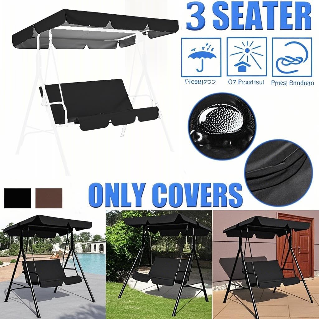 Garden Canopy Swing Seat Chair,for Patio Poolside Porch,with Adjustable Canopy Removable Cushion, Outdoor Swinging Chair Bench (Blackone, 142x120x18cm)