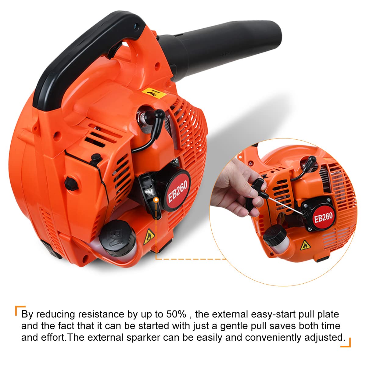 Cordless Petrol Garden Leaf Blower, Snow Grass Lawn Blowers Vacuum Powerful 26cc 2 Stroke Air Cooled Engine, Portable Handheld, for Blowing Leaves, Wood Chips, Dust, Garden Debris, Grass Cuttings
