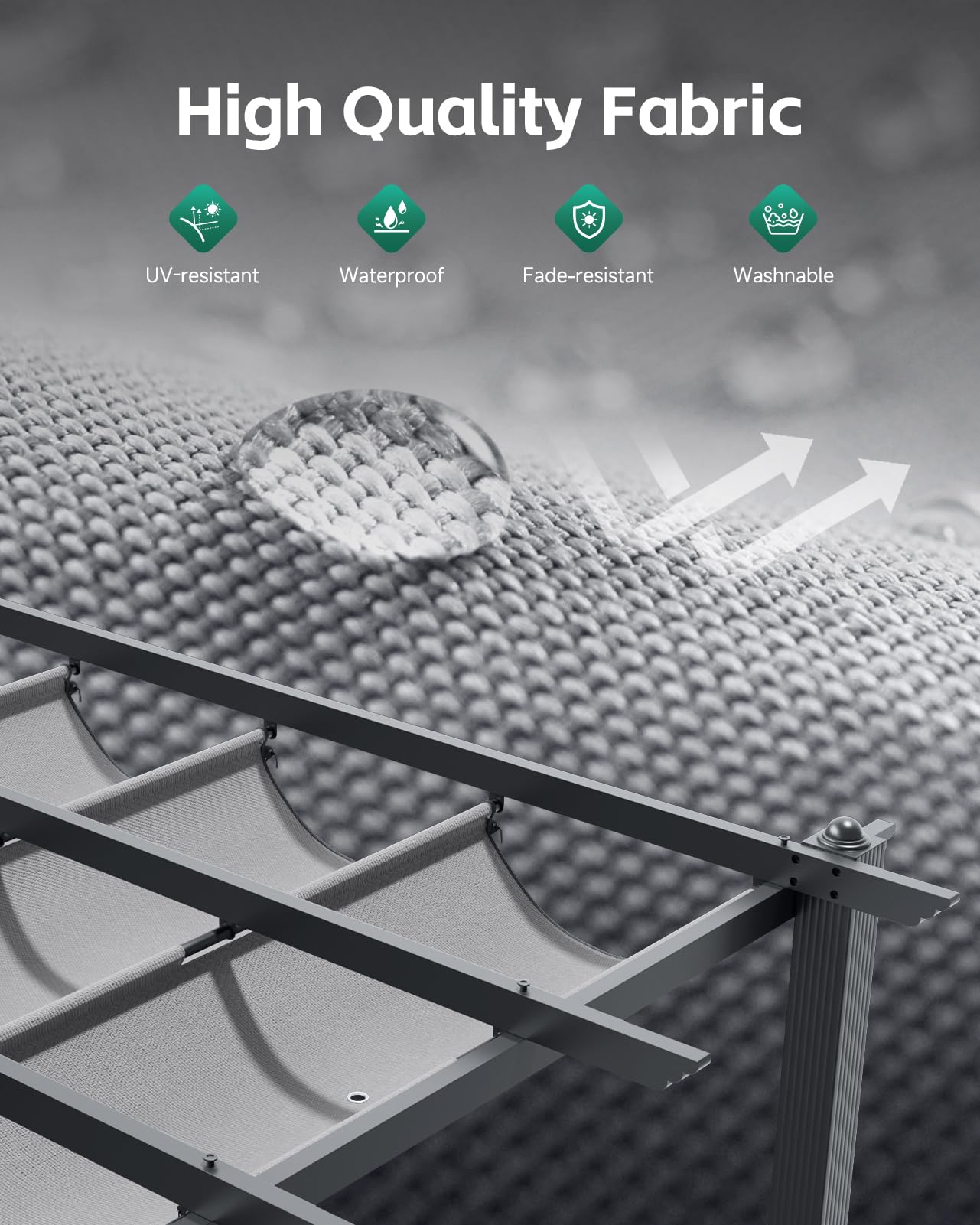 The Fellie 3M x 3M Aluminium Pergola with Retractable Roof, Outdoor Garden Gazebos Water-resistant, Large Metal Retractable Pergola Sun Shade Shelter for Garden, Patio, Poolside, Party, Light Grey